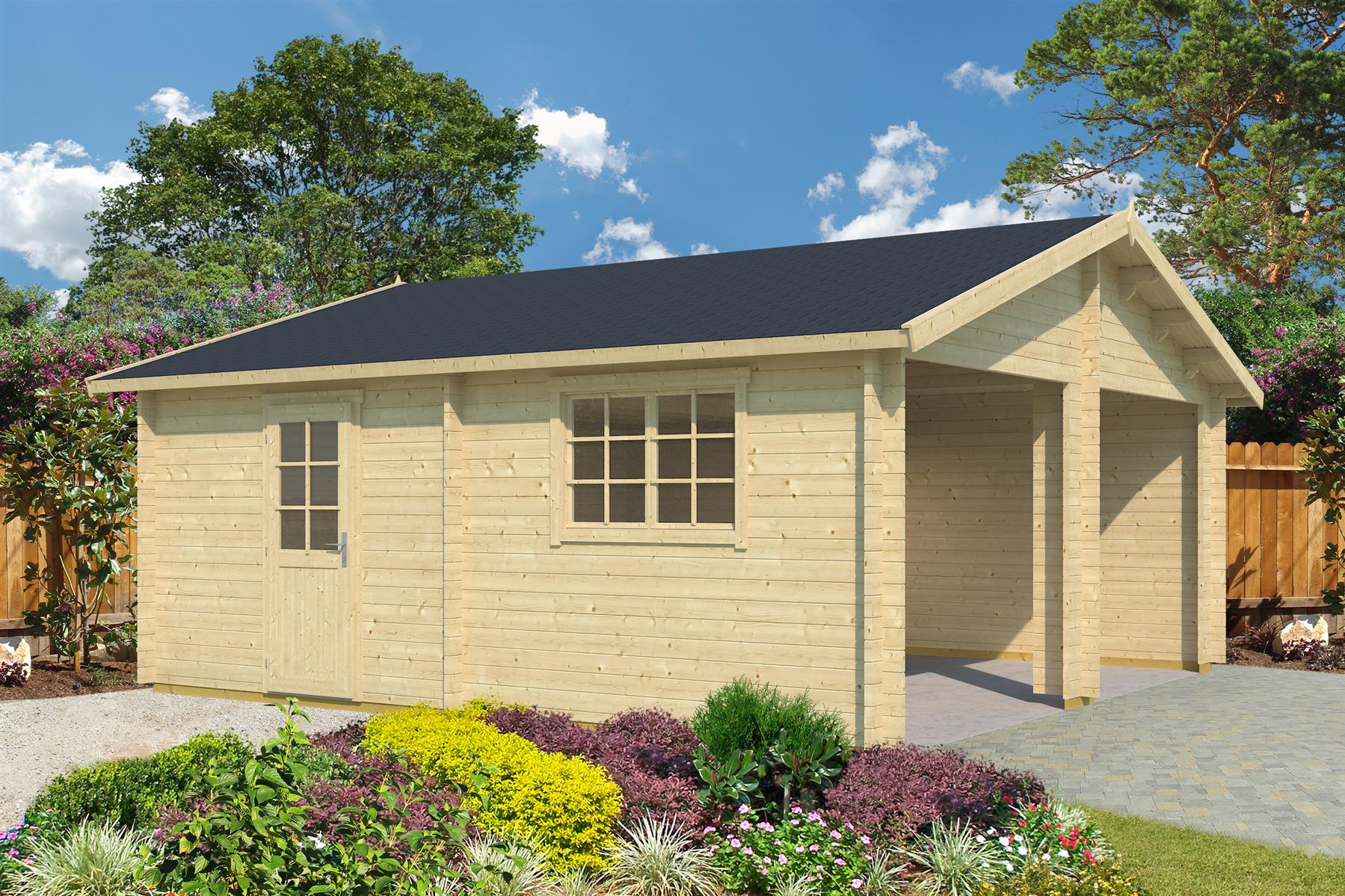 Lasita Maja Falkland Ohne Tore Garage 44 mm, 575 x 575, Naturbelassen Lasita Maja Falkland Ohne Tore Garage 44 mm, 575 x 575, Naturbelassen