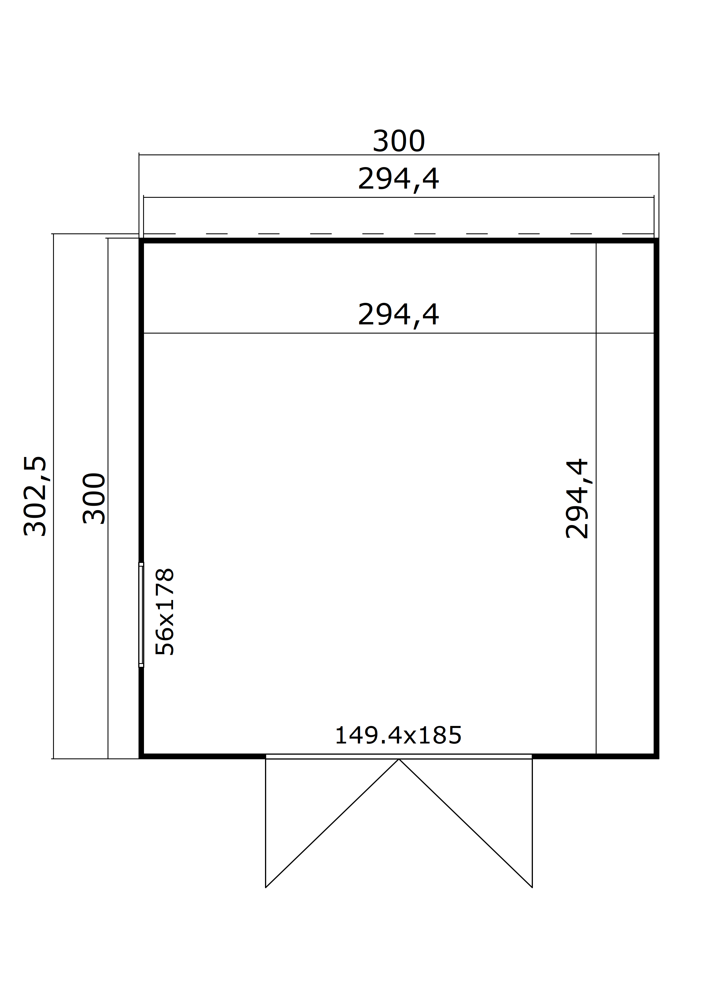 Lasita Maja Palermo 1 Holz-Gartenhaus Blockhaus 28mm, 294x300, Naturbelassen