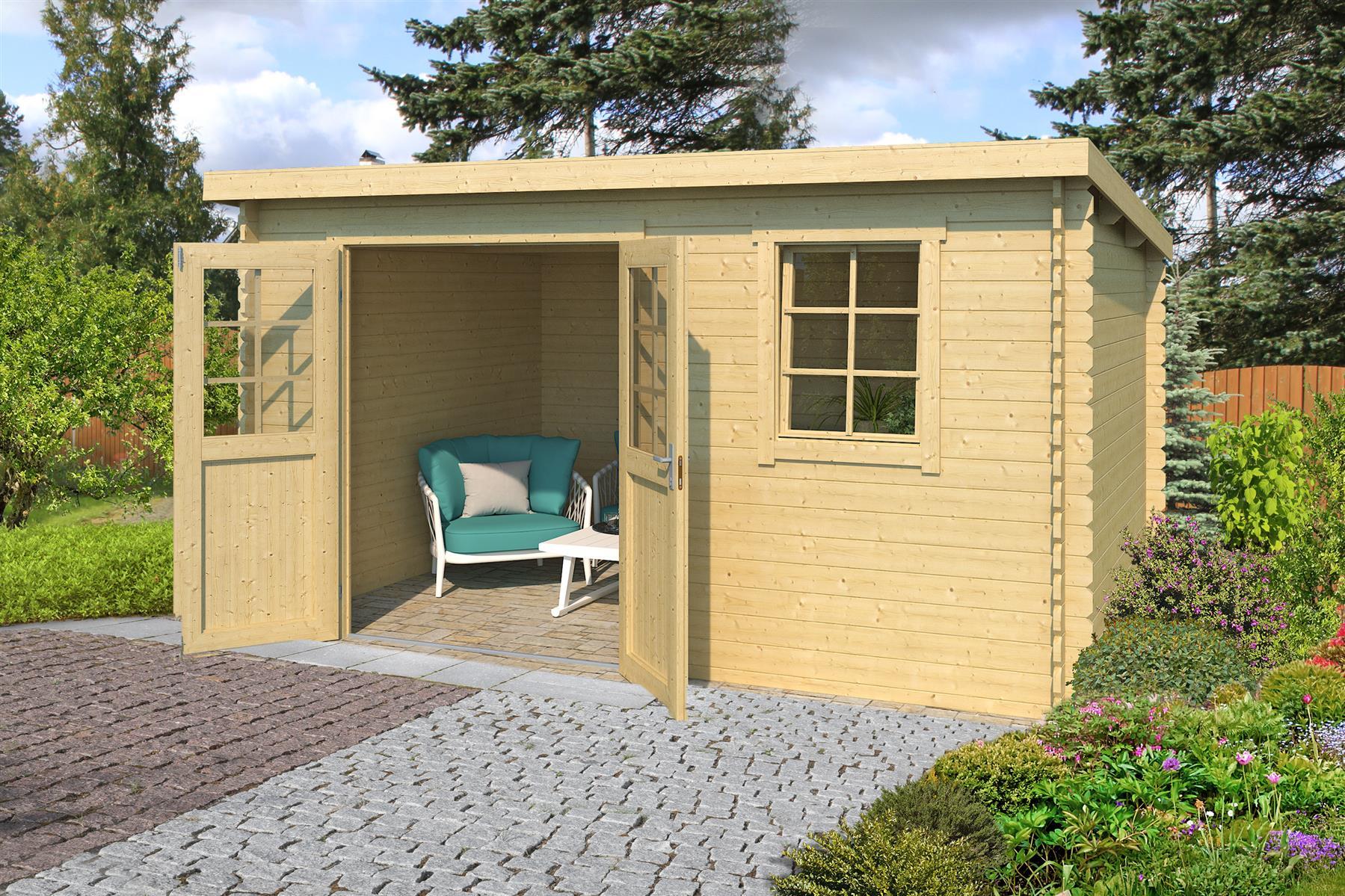 Lasita Maja Amira 230 Holz-Gartenhaus Blockhaus 28mm, 380x230, Naturbelassen