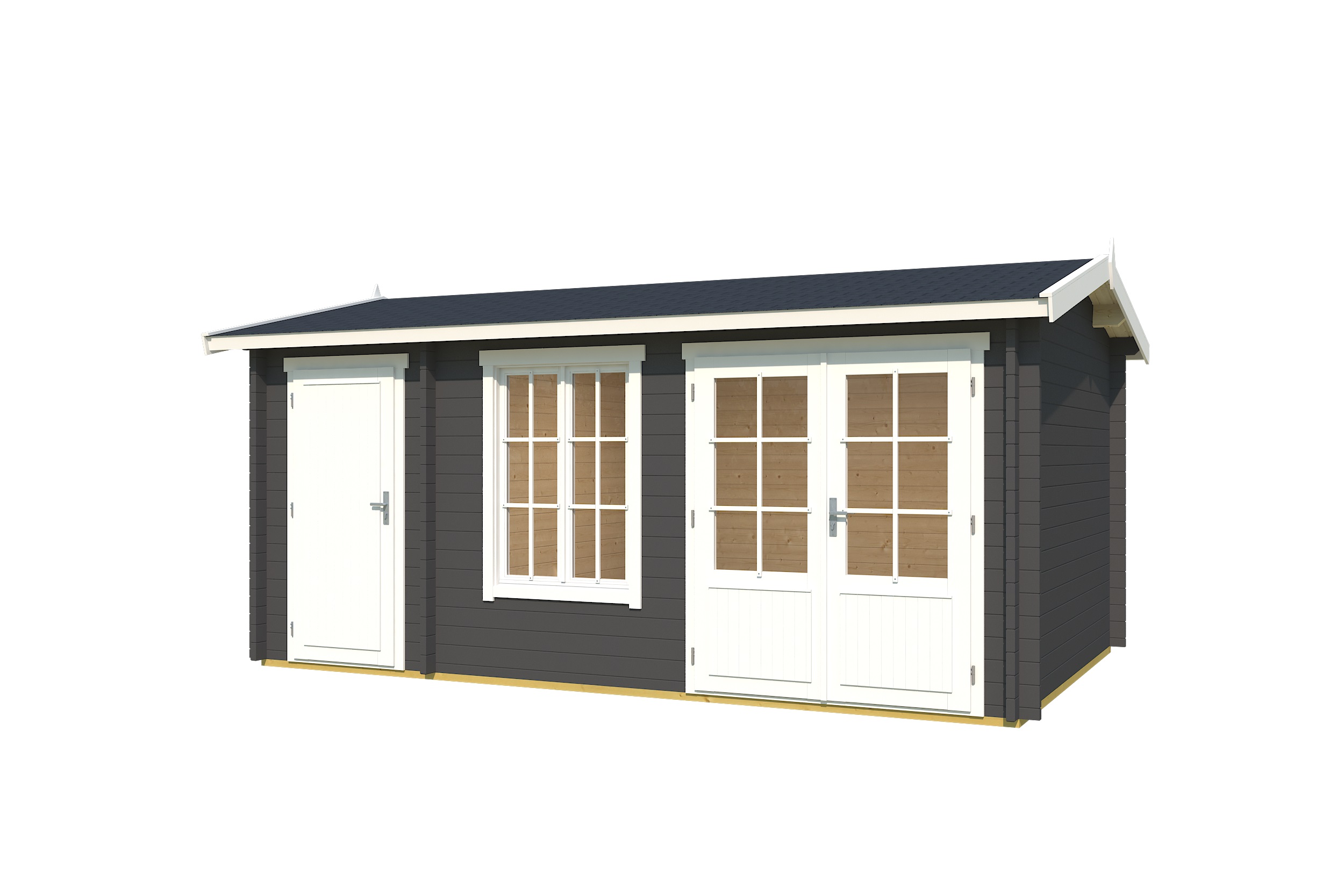 Lasita Maja Wrexham 2 Gartenhaus Blockhaus 44 mm, 485 x 300, Carbongrau