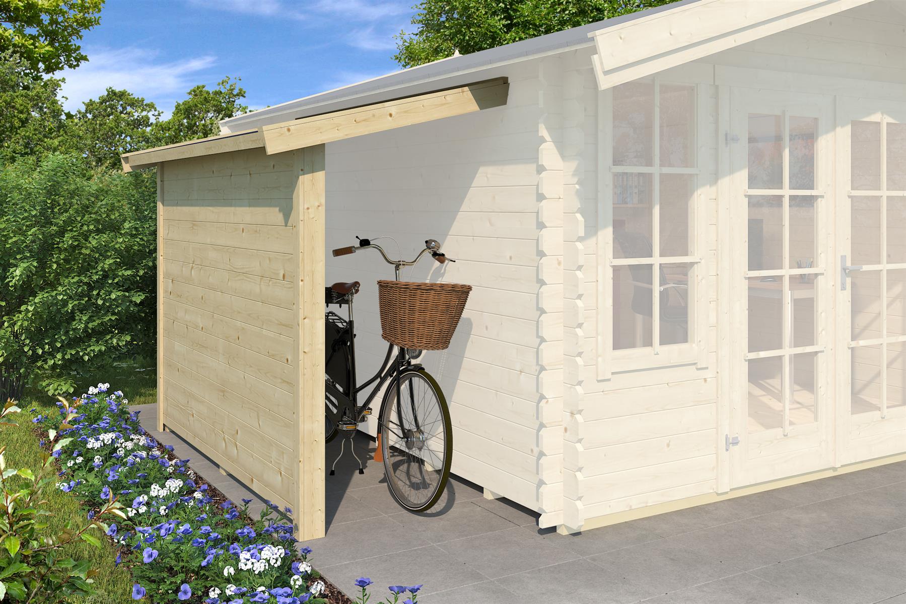 Lasita Maja Schleppdach mit Seitenwand 90 X 240 B Schleppdach 28 mm, 2200x900, Naturbelassen Lasita Maja Schleppdach mit Seitenwand 90 X 240 B Schleppdach 28 mm, 2200x900, Naturbelassen
