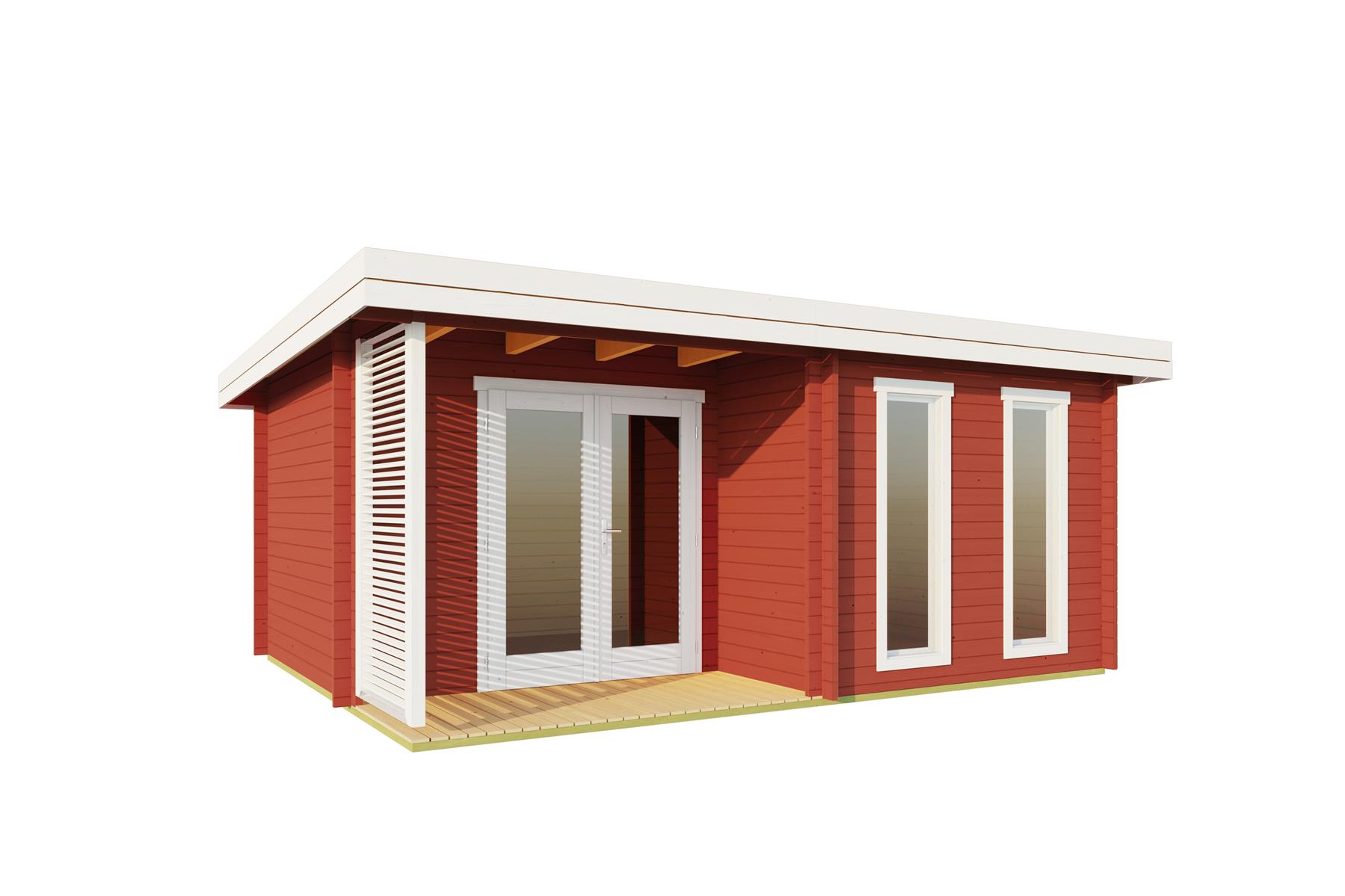 Lasita Maja Orkney Gartenhaus Blockhaus 44 mm mit überdachte Terrasse, 520 x 390, Schwedenrot Lasita Maja Orkney Gartenhaus Blockhaus 44 mm mit überdachte Terrasse, 520 x 390, Schwedenrot