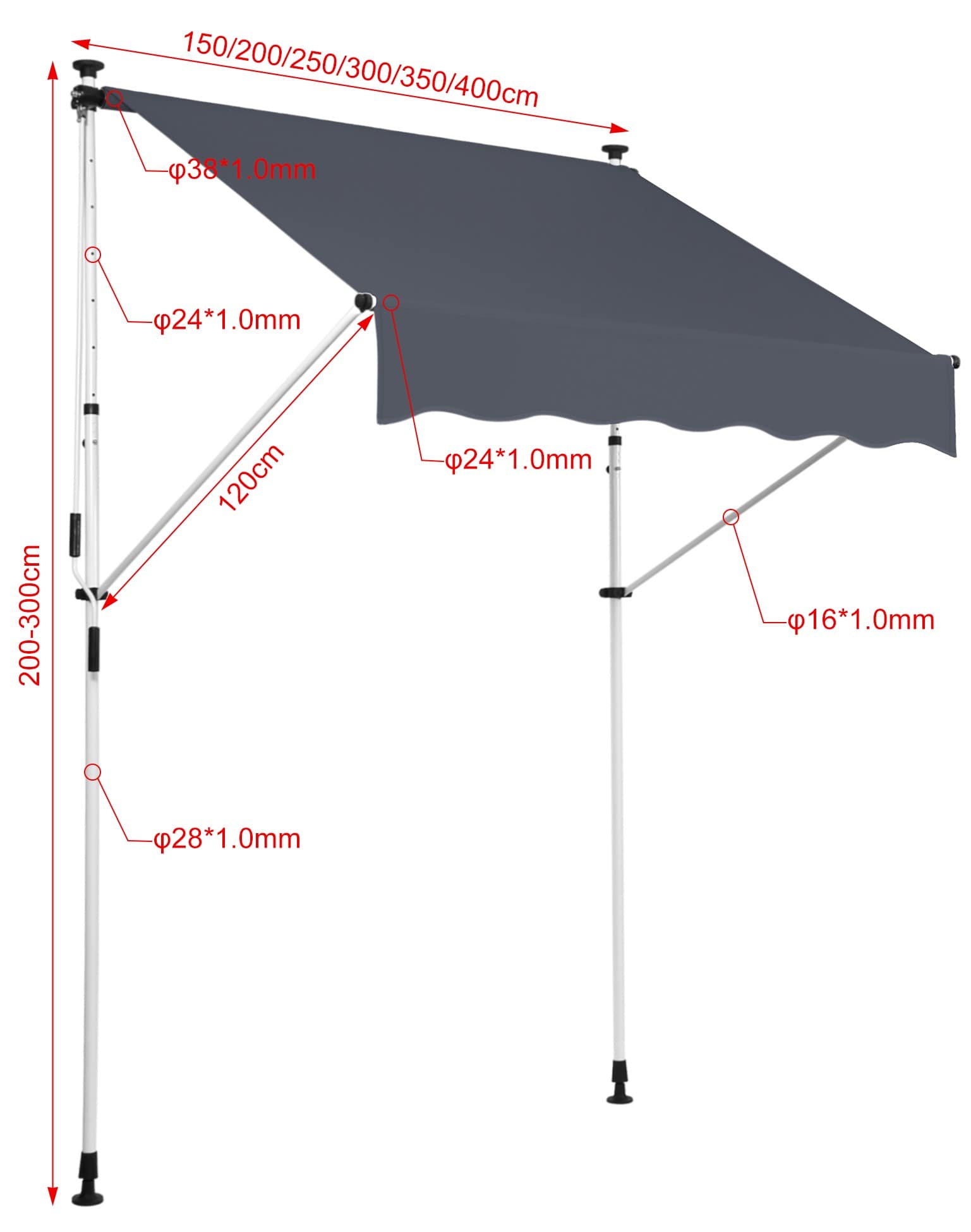 Klemmmarkise Westerly 400x120 cm