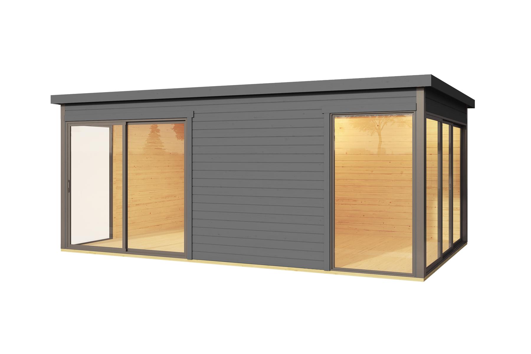 Lasita Maja Domeo 3 Gartenhaus Blockhaus 44 mm 2-Raum, 509 x 322, Carbongrau