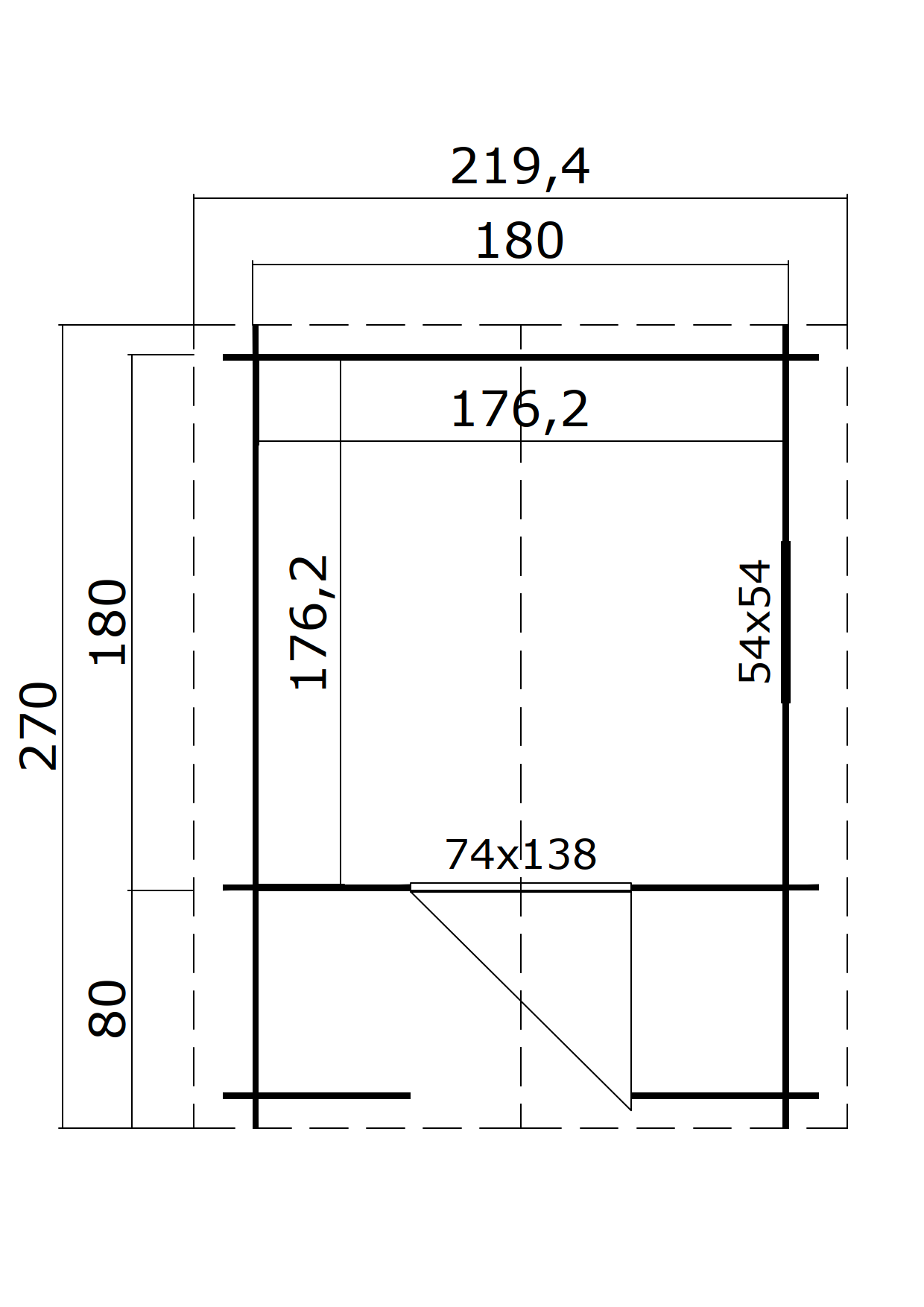 Lasita Maja Pinocchio Kinderspielhaus 19mm, Fundamentmass 180 x 180, Schwedenrot