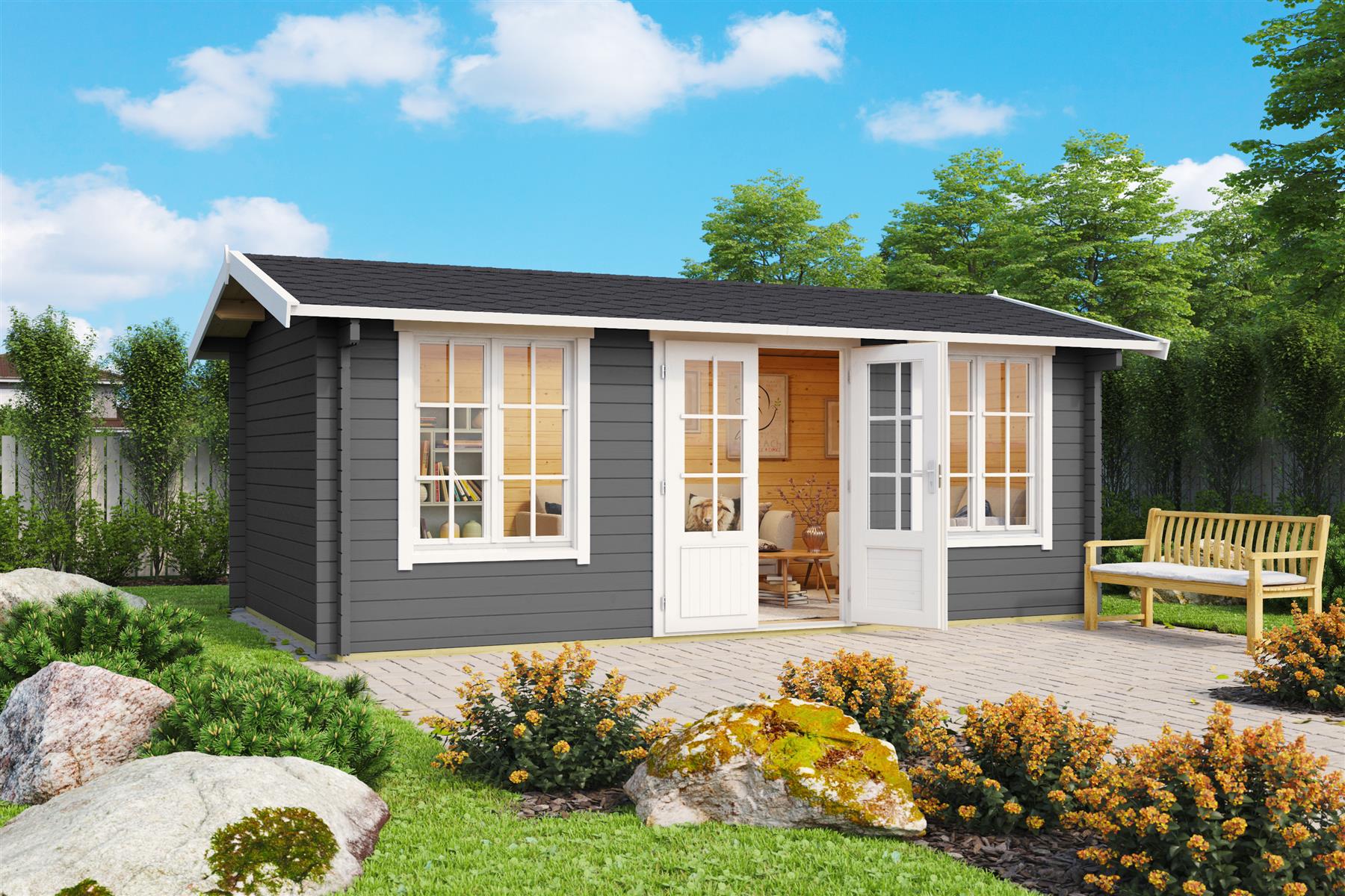 Lasita Maja Pembrokeshire 53 Gartenhaus Blockhaus 44 mm, 480 x 280, Carbongrau Lasita Maja Pembrokeshire 53 Gartenhaus Blockhaus 44 mm, 480 x 280, Carbongrau