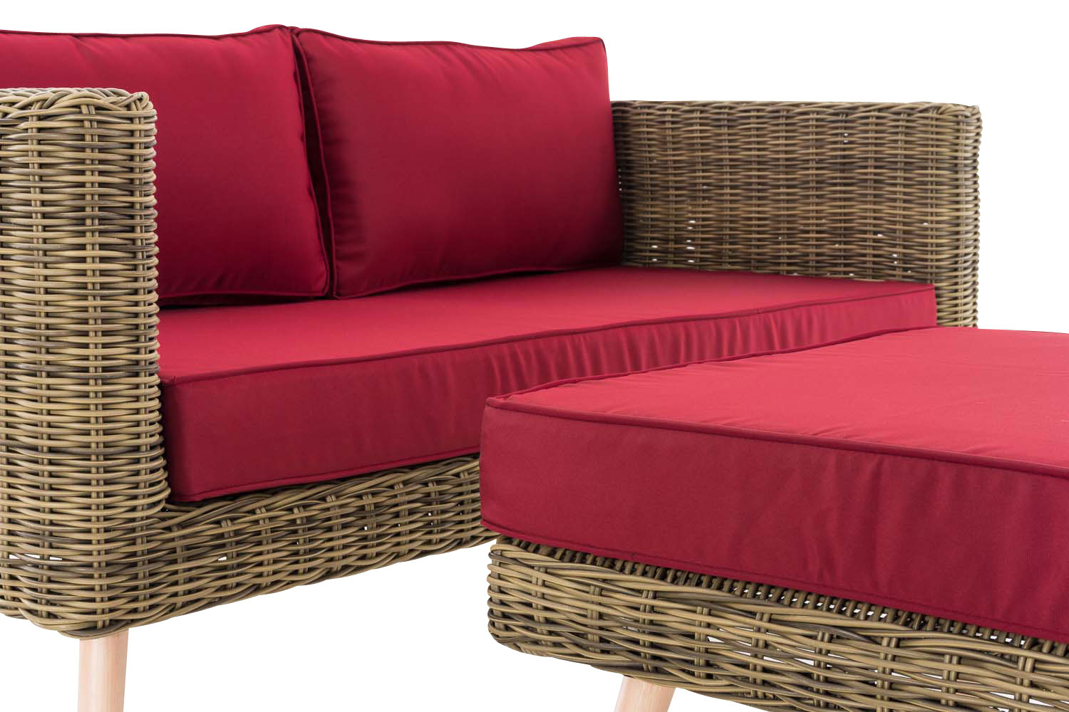 2er Sofa Molde mit Fußhocker Rundrattan natura 40 cm (Hellbraun) 2er Sofa Molde mit Fußhocker Rundrattan natura 40 cm (Hellbraun)