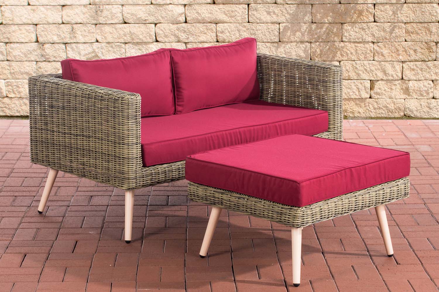 2er Sofa Molde mit Fußhocker Rundrattan natura 40 cm (Hellbraun) 2er Sofa Molde mit Fußhocker Rundrattan natura 40 cm (Hellbraun)