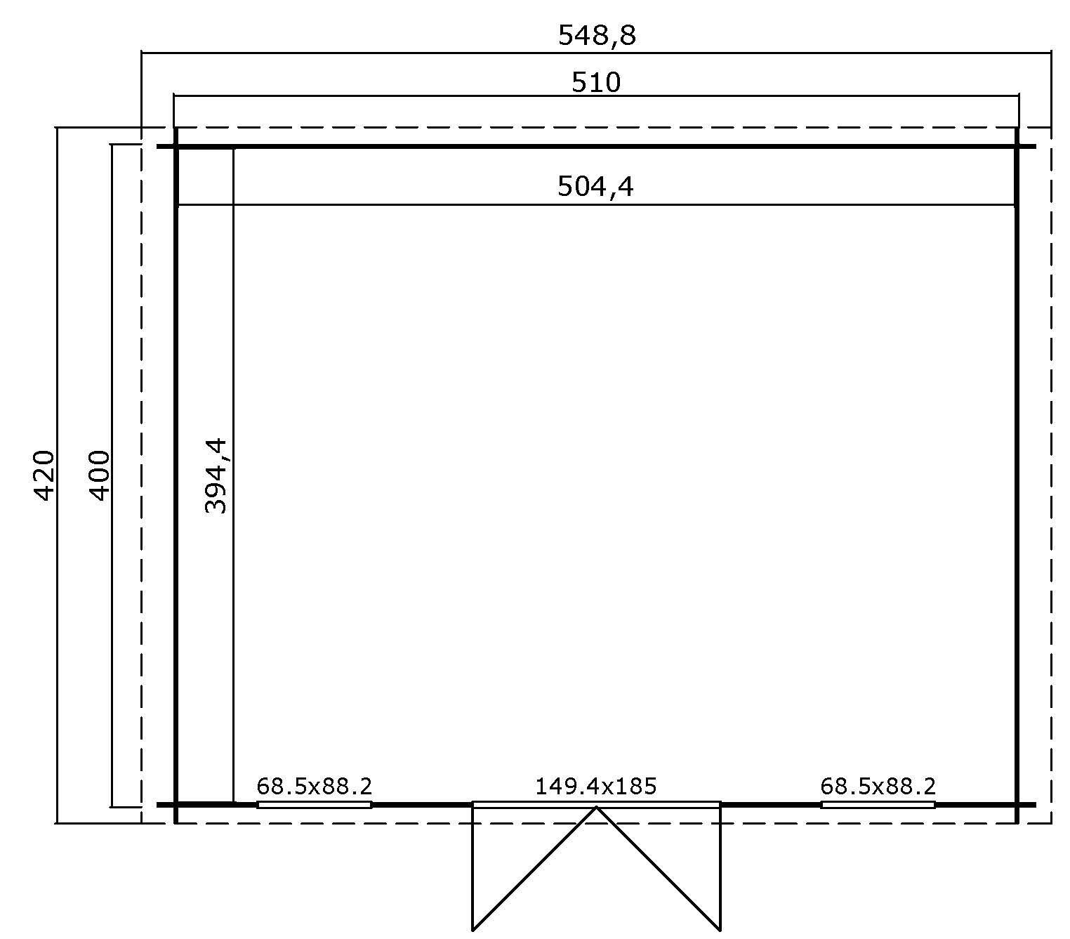 Lasita Maja Wels 5 Holz-Gartenhaus Blockhaus 28mm, 510x400, Schwedenrot