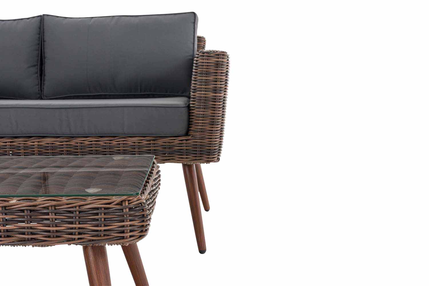 Loungeset Kiruna Rundrattan Braun-meliert 45 cm (Dunkelbraun)