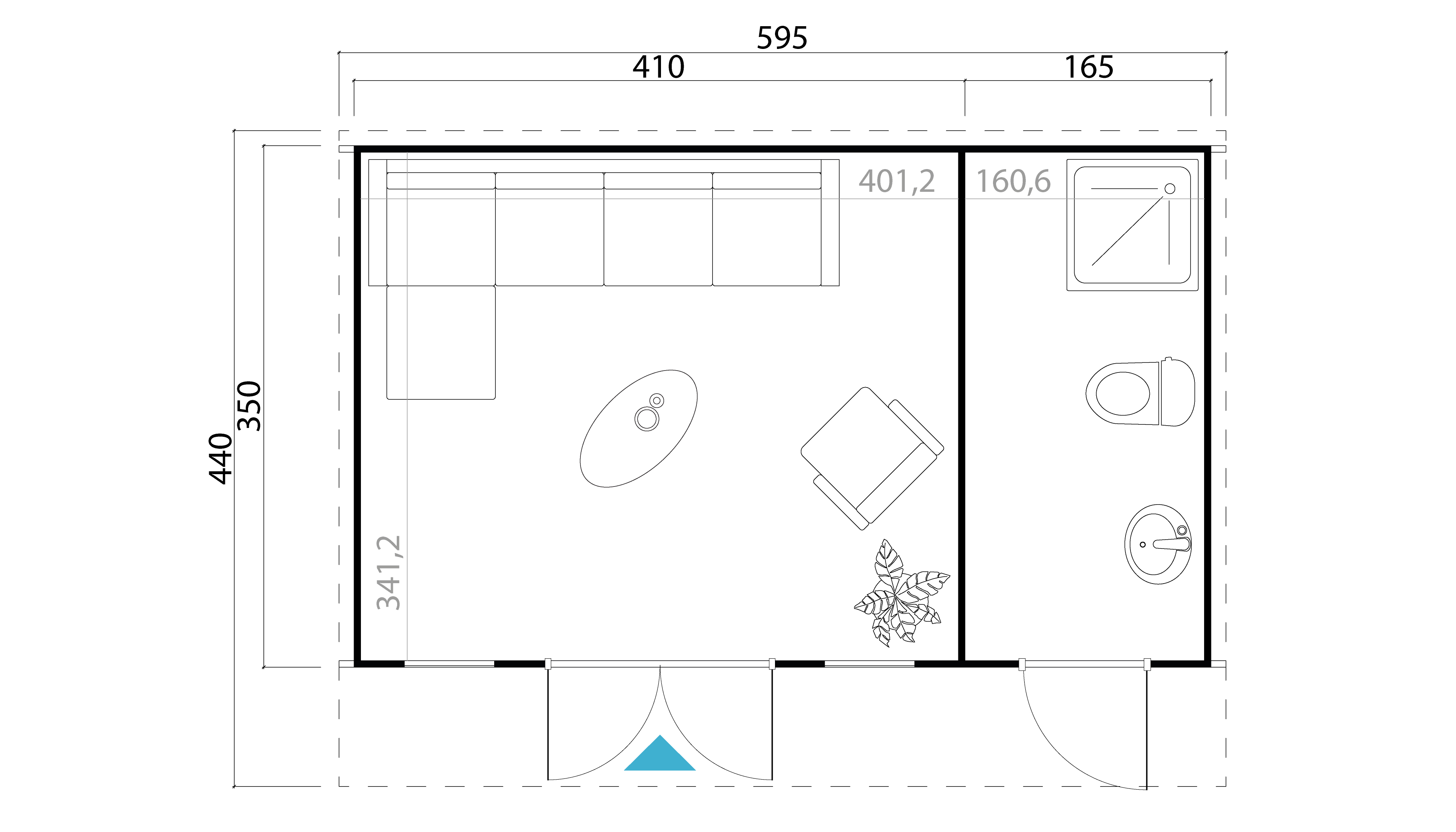 Lasita Maja Sicily 2 Gartenhaus Blockhaus 44 mm, 575x350, Carbongrau