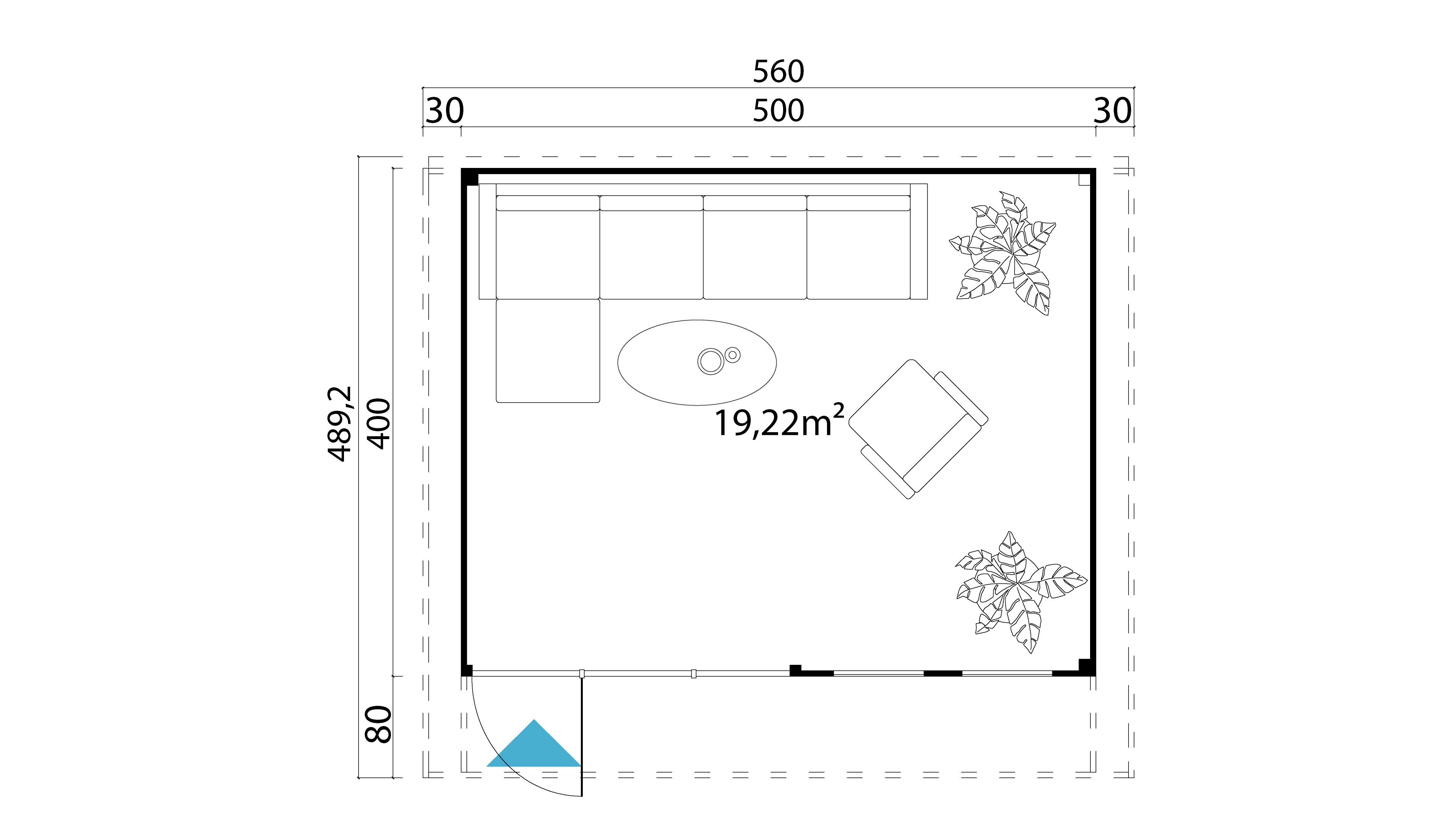 Lasita Maja Domeo 8 Gartenhaus Blockhaus 44 mm, 500 x 400, Naturbelassen