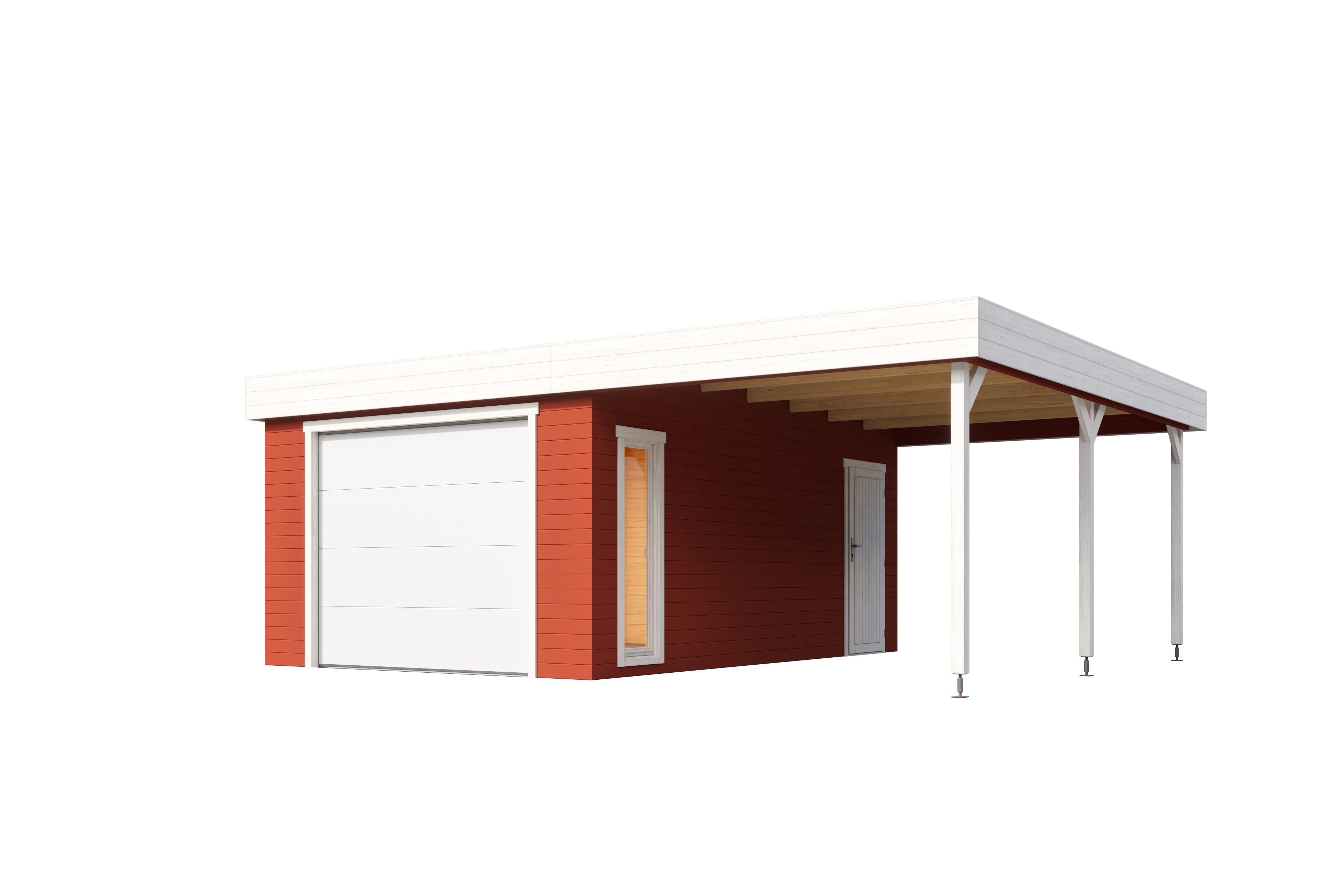 Lasita Maja Bahamas Set mit Sektionaltor Garage 44mm mit Dachanbau, 660 x 540, Schwedenrot Lasita Maja Bahamas Set mit Sektionaltor Garage 44mm mit Dachanbau, 660 x 540, Schwedenrot