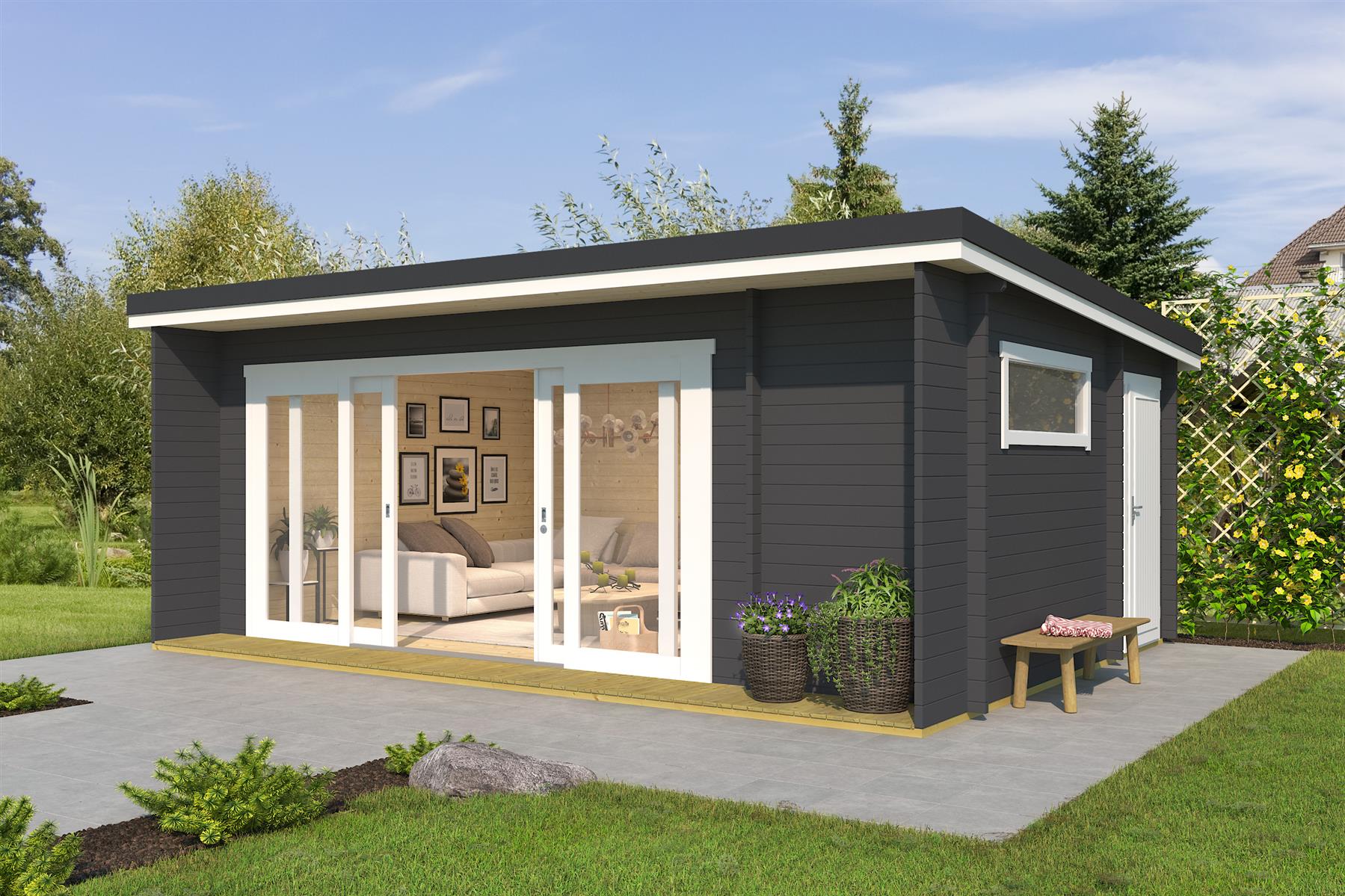 Lasita Maja Java Gartenhaus Blockhaus 44 mm 3-Raum, 608 x 390, Carbongrau Lasita Maja Java Gartenhaus Blockhaus 44 mm 3-Raum, 608 x 390, Carbongrau