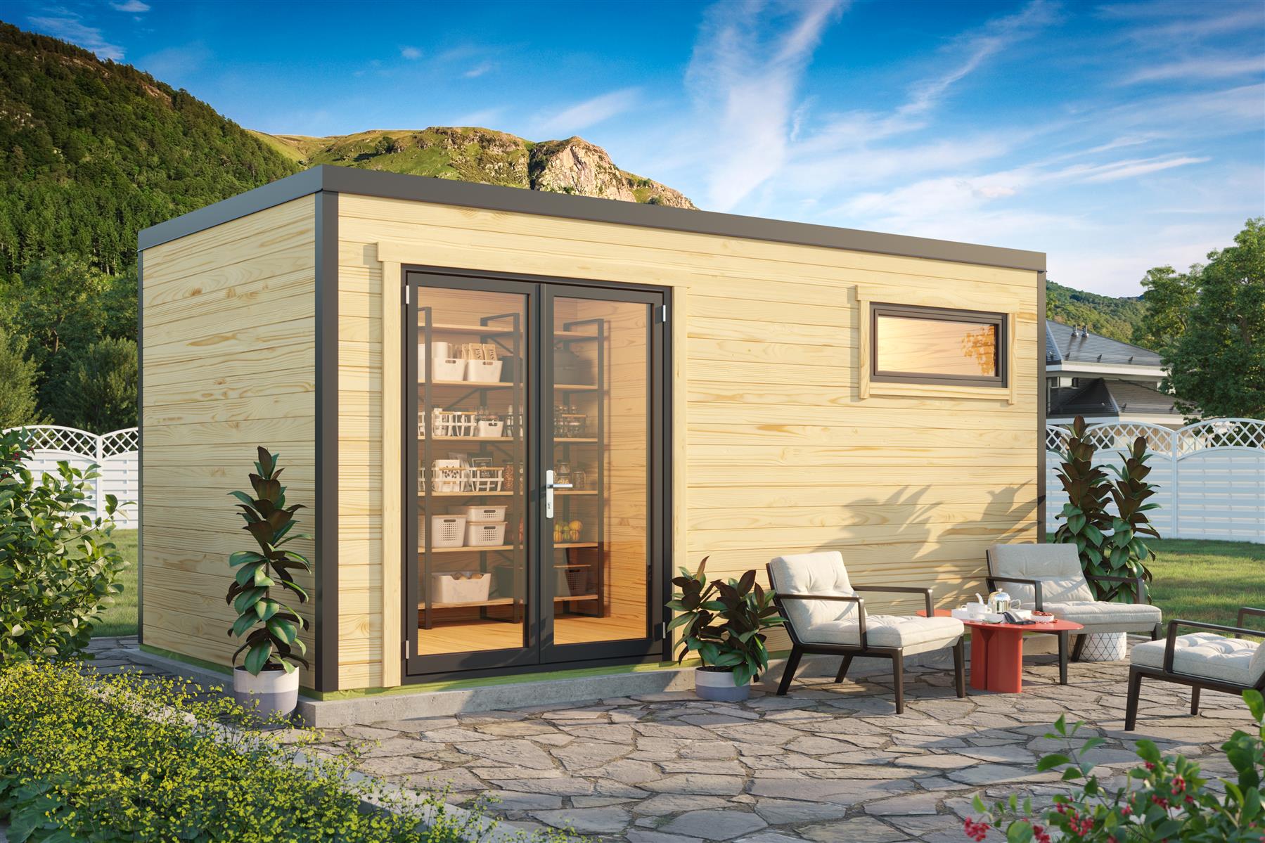 Lasita Maja Sardinia 3 Set Gartenhaus Blockhaus 44 mm 2-Räume, 500x250, Naturbelassen Lasita Maja Sardinia 3 Set Gartenhaus Blockhaus 44 mm 2-Räume, 500x250, Naturbelassen