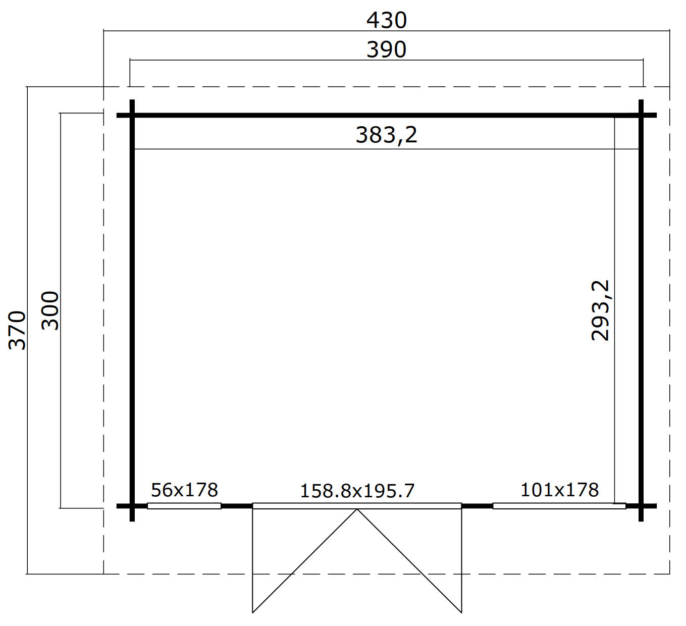 Lasita Maja Dorset 2 Gartenhaus Blockhaus 34 mm, 390 x 300, Naturbelassen