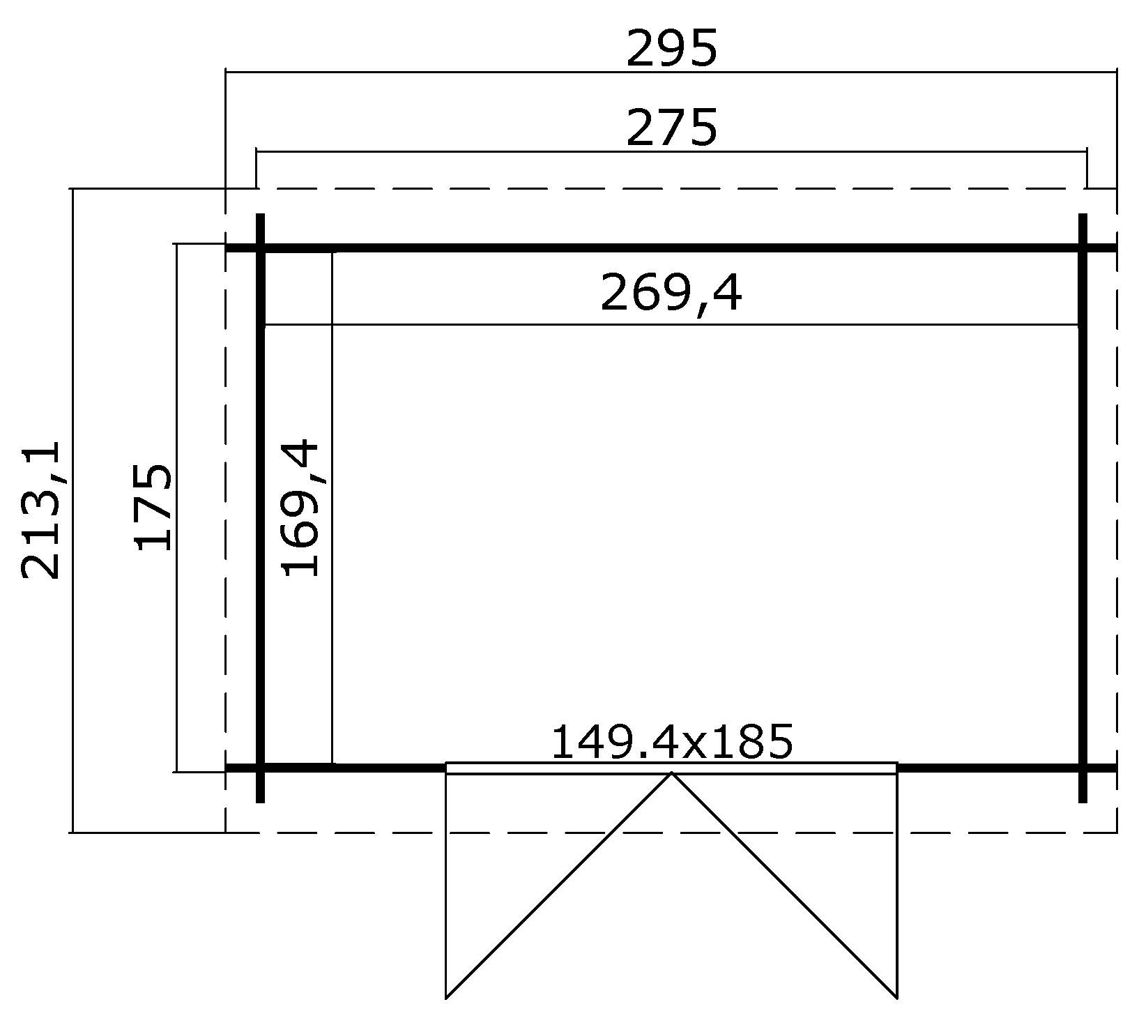 Lasita Maja San Jose 175 Holz-Gartenhaus Blockhaus 28mm, 275x175, Naturbelassen