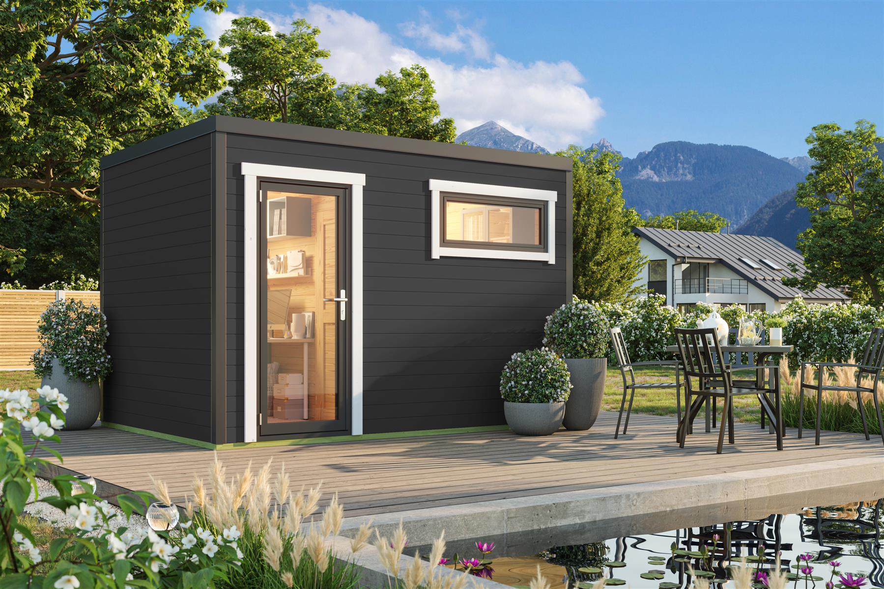Lasita Maja Sardinia 2 Set Gartenhaus Blockhaus 44 mm 2-Räume, 350x250, Carbongrau Lasita Maja Sardinia 2 Set Gartenhaus Blockhaus 44 mm 2-Räume, 350x250, Carbongrau