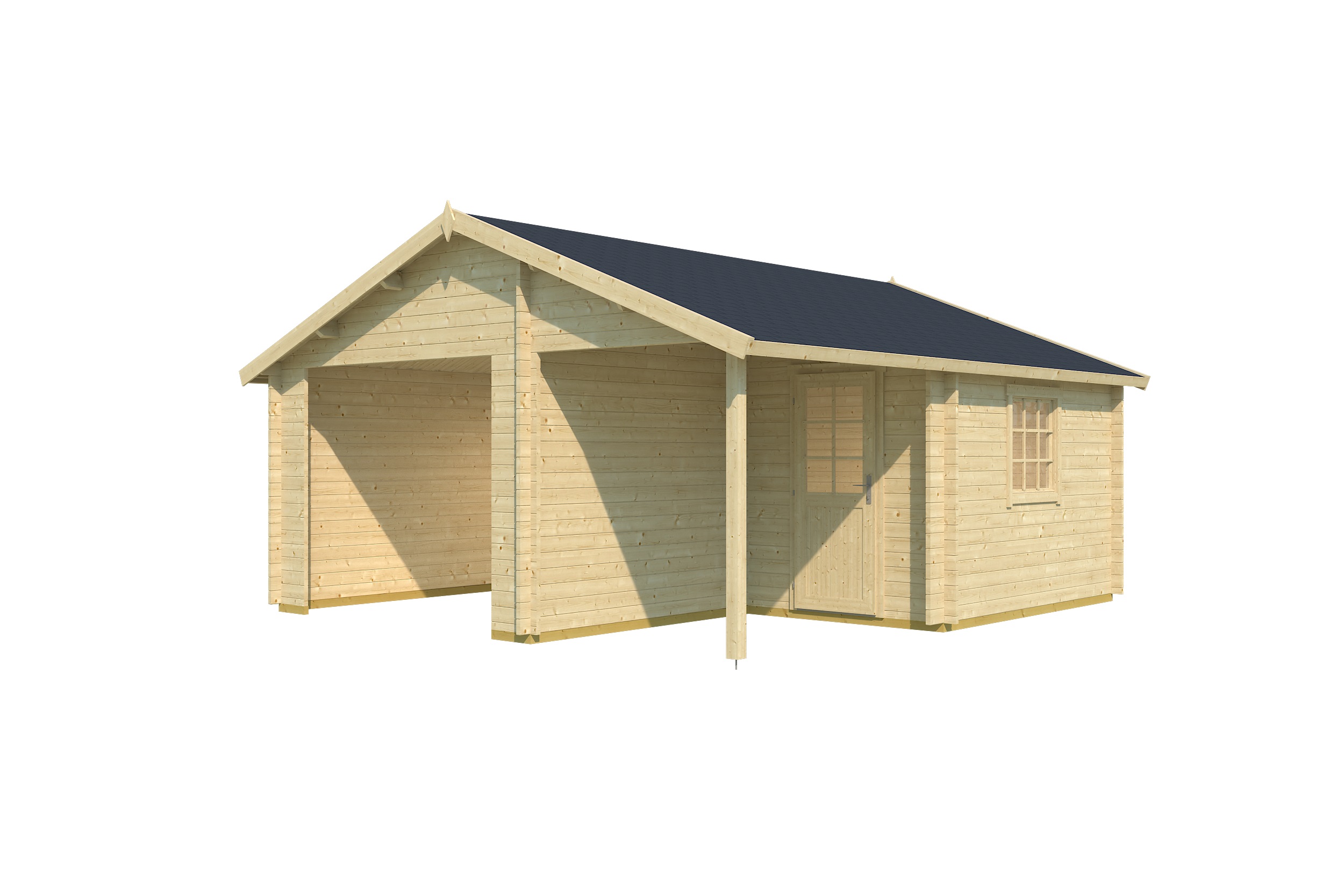 Lasita Maja Nevis Ohne Tore Garage 44 mm mit Überdachung, 500 x 550, Naturbelassen Lasita Maja Nevis Ohne Tore Garage 44 mm mit Überdachung, 500 x 550, Naturbelassen