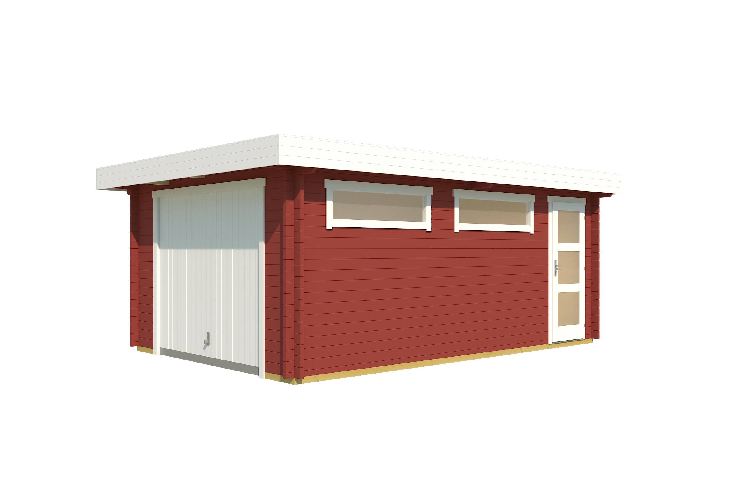 Lasita Maja Canberra Set mit Schwingtor Garage 44 mm, 360 x 540, Schwedenrot