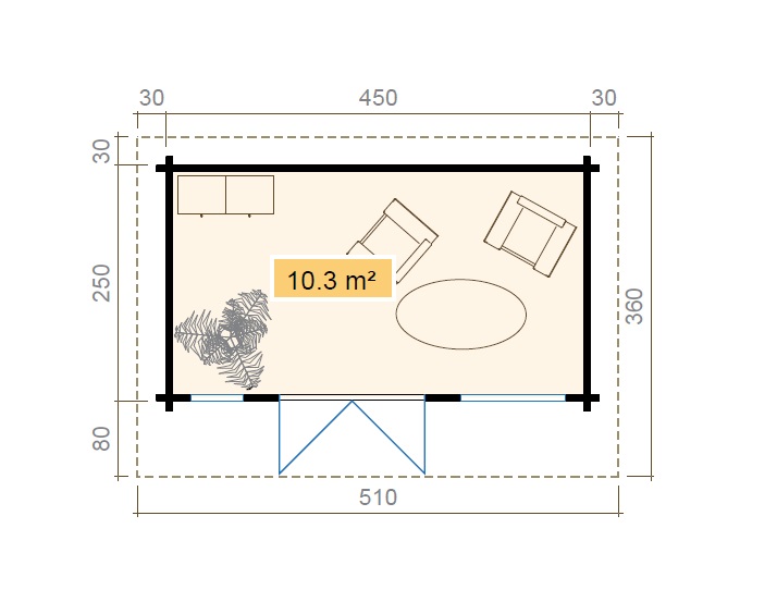 Lasita Maja Dorset 72 Ferienhaus 70 mm, 450 x 250, Naturbelassen