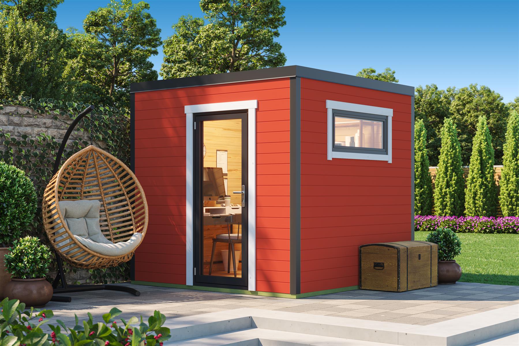 Lasita Maja Sardinia 1 Set Gartenhaus Blockhaus 44 mm, 250x250, Schwedenrot Lasita Maja Sardinia 1 Set Gartenhaus Blockhaus 44 mm, 250x250, Schwedenrot