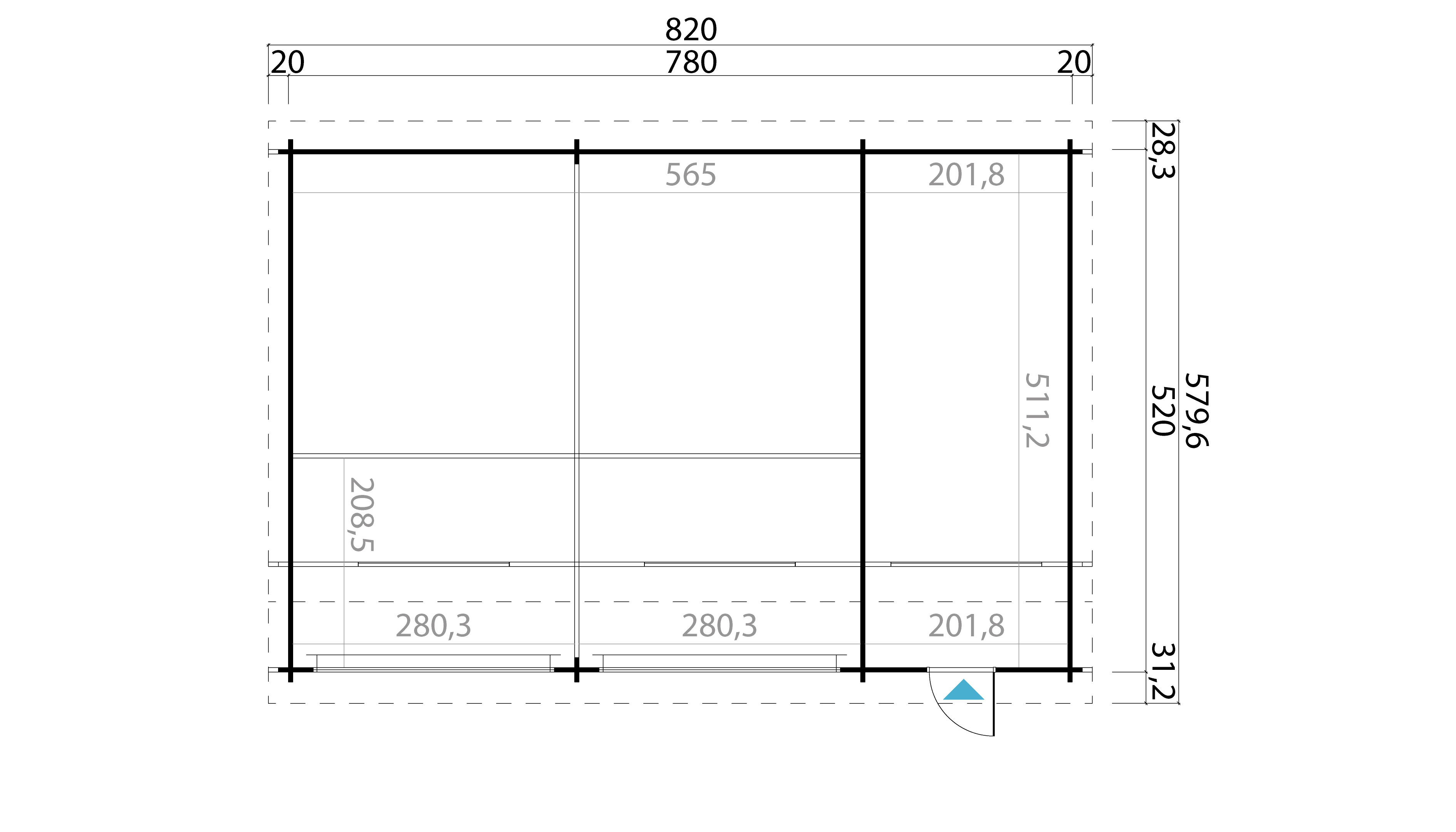 Lasita Maja Hawaii Set mit Schwingtoren Garage 44 mm 2-Raum, 780 x 520, Naturbelassen Lasita Maja Hawaii Set mit Schwingtoren Garage 44 mm 2-Raum, 780 x 520, Naturbelassen