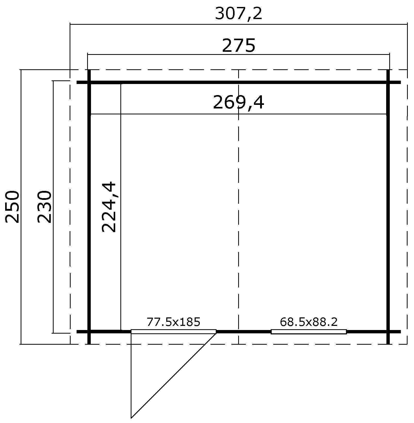 Lasita Maja Nina 230 Holz-Gartenhaus Blockhaus 28mm, 275x230, Lichtgrau