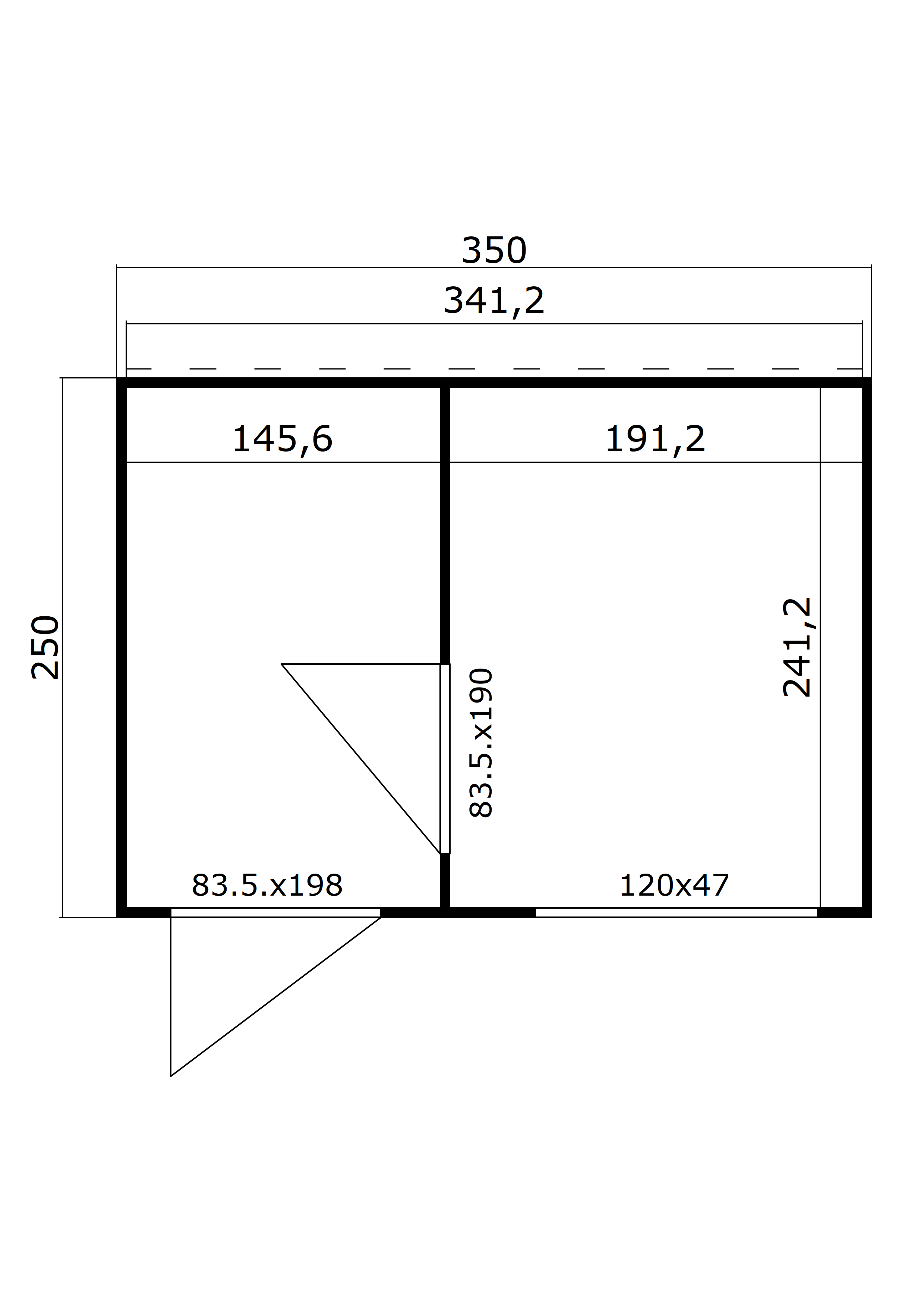 Lasita Maja Sardinia 2 Set Gartenhaus Blockhaus 44 mm 2-Räume, 350x250, Gletschergrün