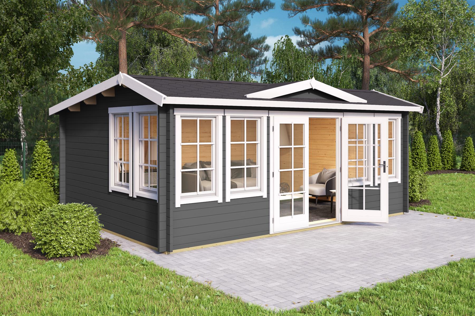 Lasita Maja Balmoral 44 Gartenhaus Blockhaus 44 mm, 380 x 530, Carbongrau Lasita Maja Balmoral 44 Gartenhaus Blockhaus 44 mm, 380 x 530, Carbongrau