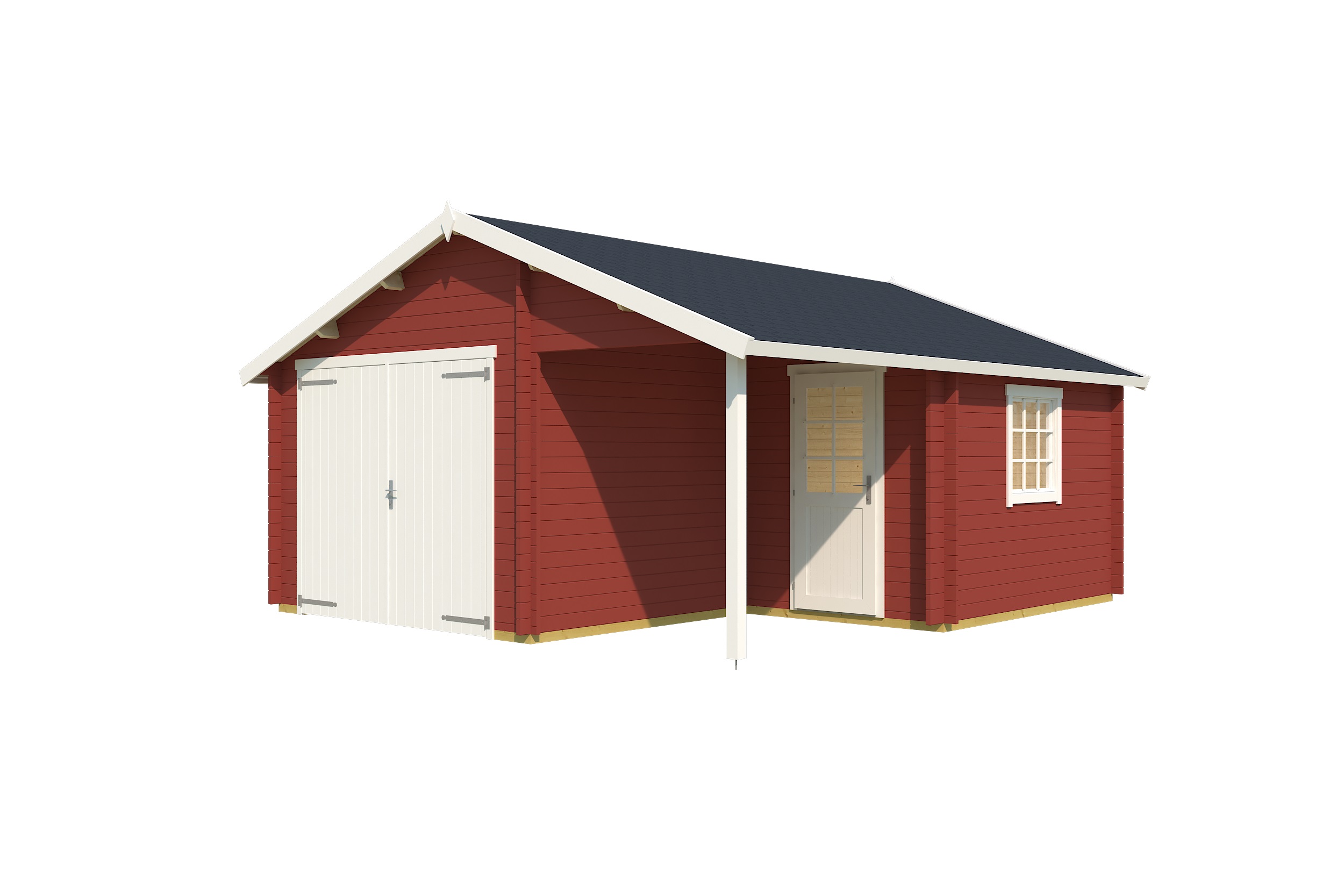 Lasita Maja Nevis Set mit Holztor Garage 44 mm, 500 x 550, Schwedenrot Lasita Maja Nevis Set mit Holztor Garage 44 mm, 500 x 550, Schwedenrot