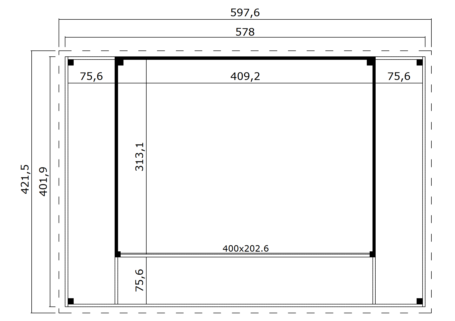 Lasita Maja Domeo 4 Loggia Gartenhaus Blockhaus 44 mm mit Überdachung, 578 x 402, Gletschergrün