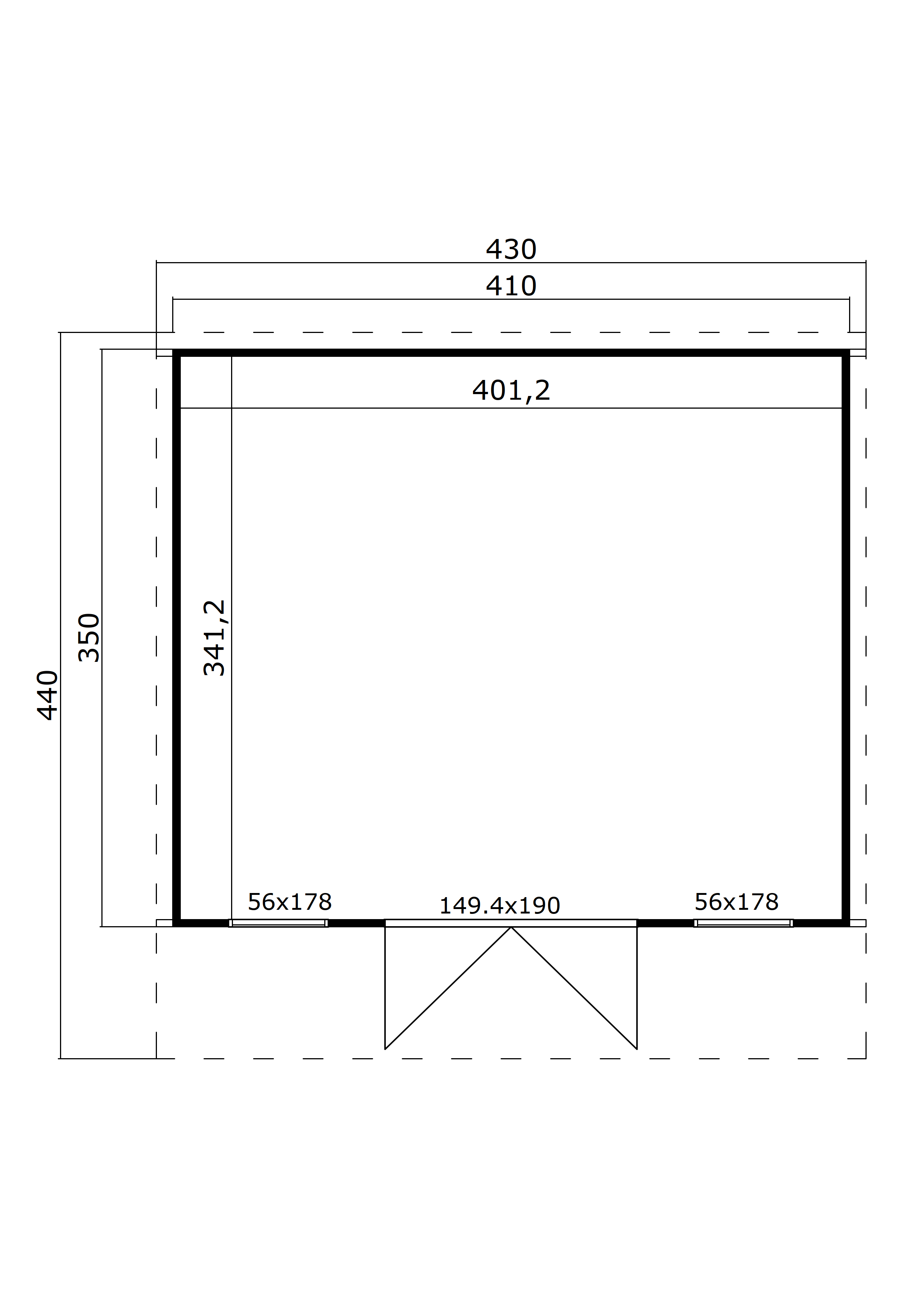 Lasita Maja Sicily 1 Gartenhaus Blockhaus 44 mm, 410x350, Naturbelassen