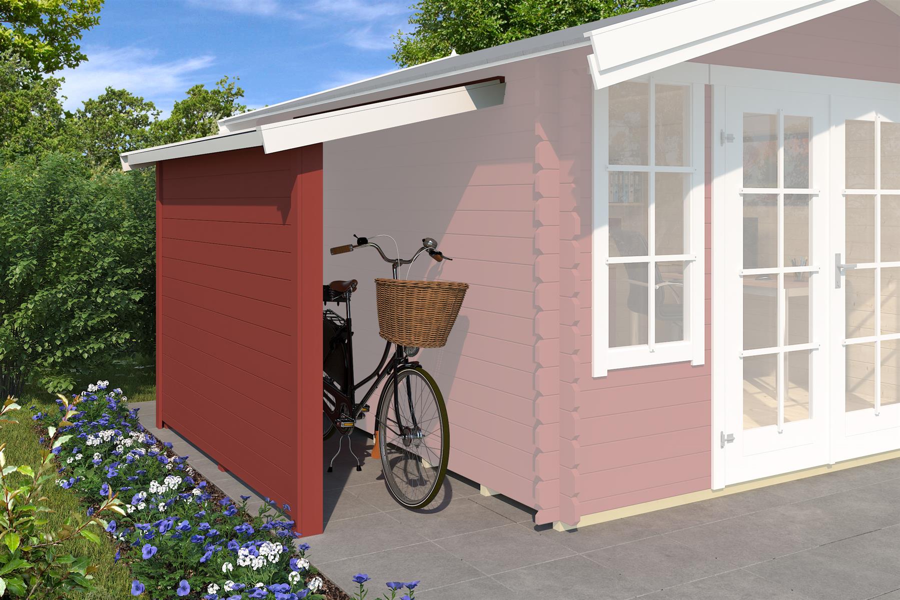 Lasita Maja Schleppdach mit Seitenwand 90 X 240 B Schleppdach 28 mm, 2200x900, Schwedenrot Lasita Maja Schleppdach mit Seitenwand 90 X 240 B Schleppdach 28 mm, 2200x900, Schwedenrot