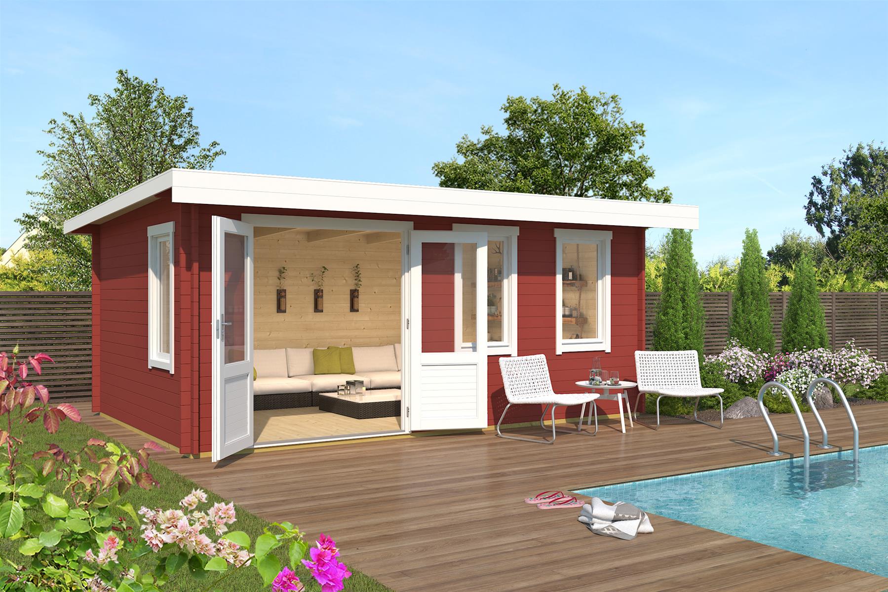 Lasita Maja Baruda 53 Gartenhaus Blockhaus 40 mm, 510 x 330, Schwedenrot