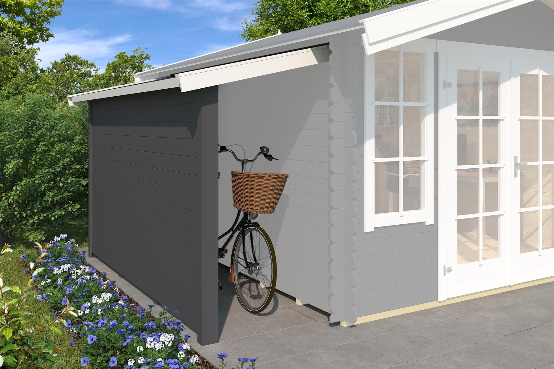 Lasita Maja Schleppdach mit Seitenwand 90 X 300 B Schleppdach 28 mm, 280x900, Carbongrau Lasita Maja Schleppdach mit Seitenwand 90 X 300 B Schleppdach 28 mm, 280x900, Carbongrau