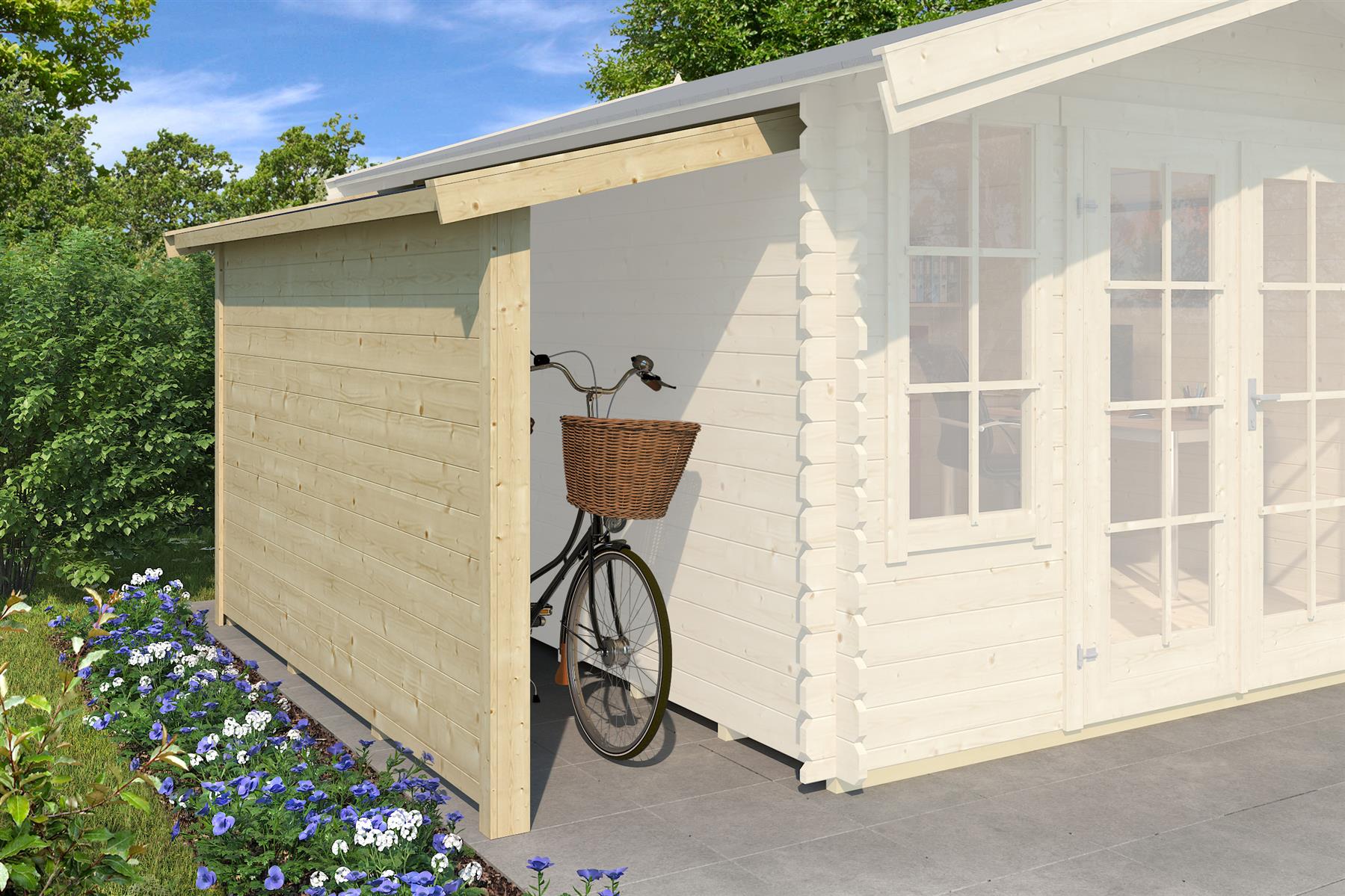 Lasita Maja Schleppdach mit Seitenwand 90 X 300 B Schleppdach 28 mm, 280x900, Naturbelassen Lasita Maja Schleppdach mit Seitenwand 90 X 300 B Schleppdach 28 mm, 280x900, Naturbelassen