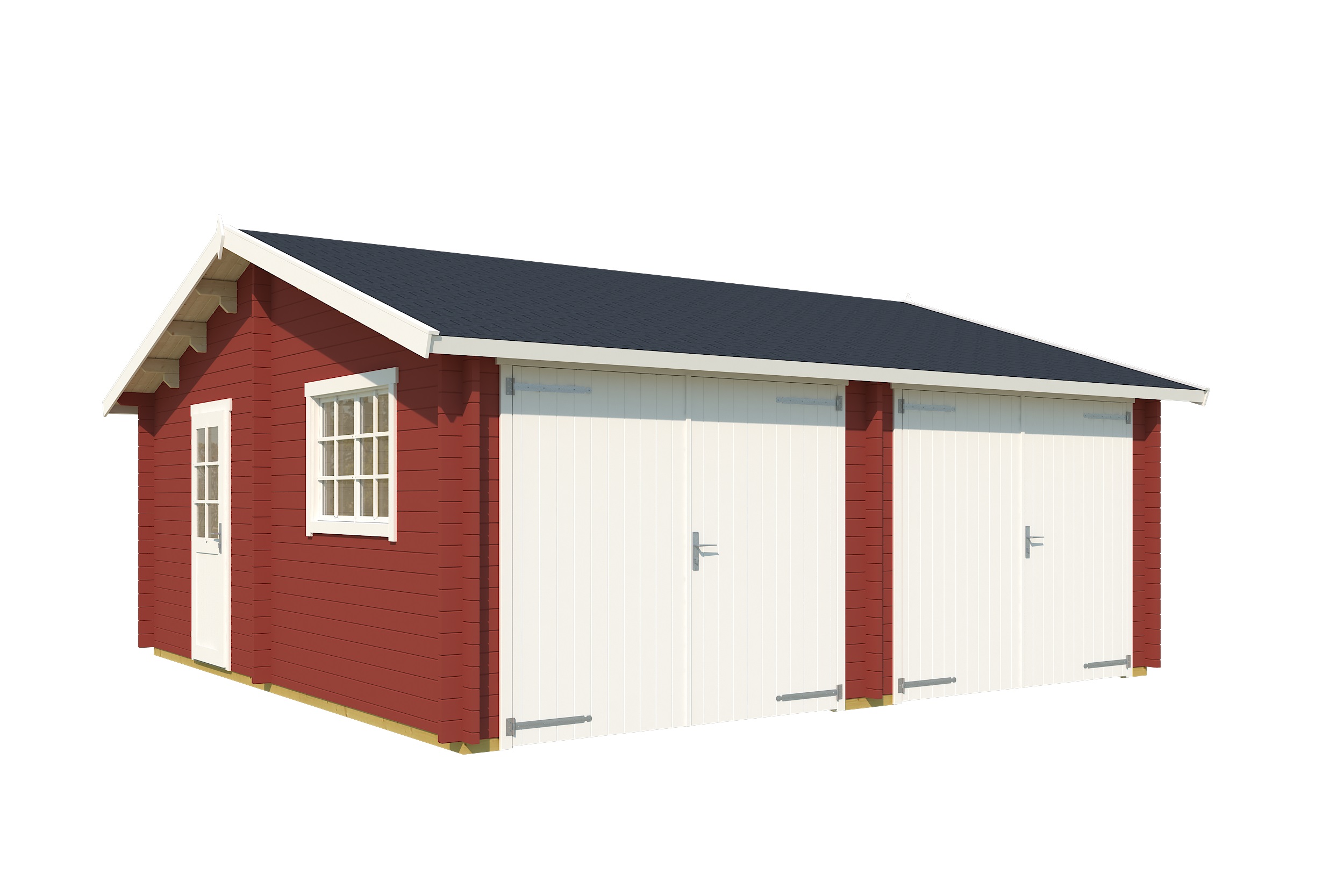 Lasita Maja Falkland Set mit Holztor Garage 44 mm, 575 x 575, Schwedenrot Lasita Maja Falkland Set mit Holztor Garage 44 mm, 575 x 575, Schwedenrot