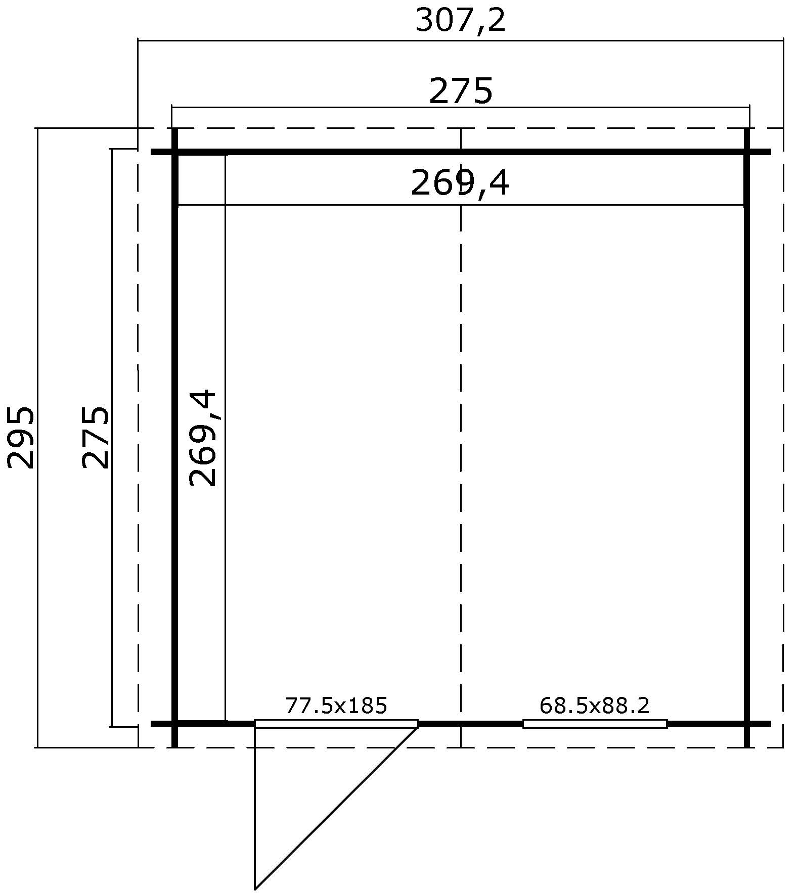 Lasita Maja Nina 275 Holz-Gartenhaus Blockhaus 28mm, 275x275, Gletschergrün