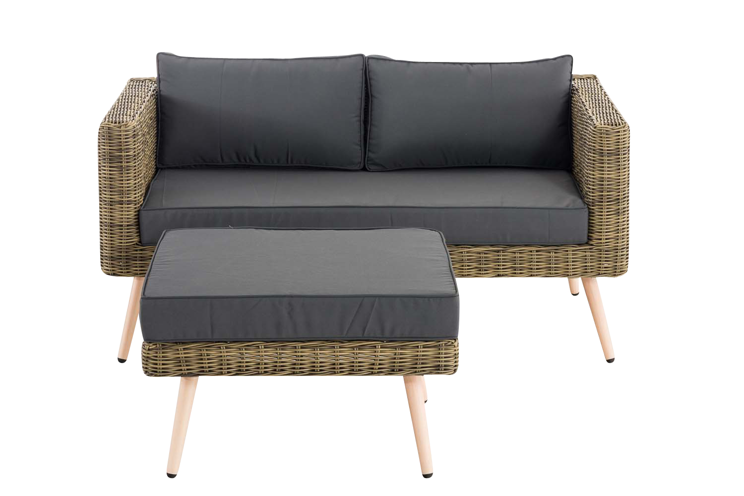 2er Sofa Molde mit Fußhocker Rundrattan natura 45 cm (Hellbraun) 2er Sofa Molde mit Fußhocker Rundrattan natura 45 cm (Hellbraun)