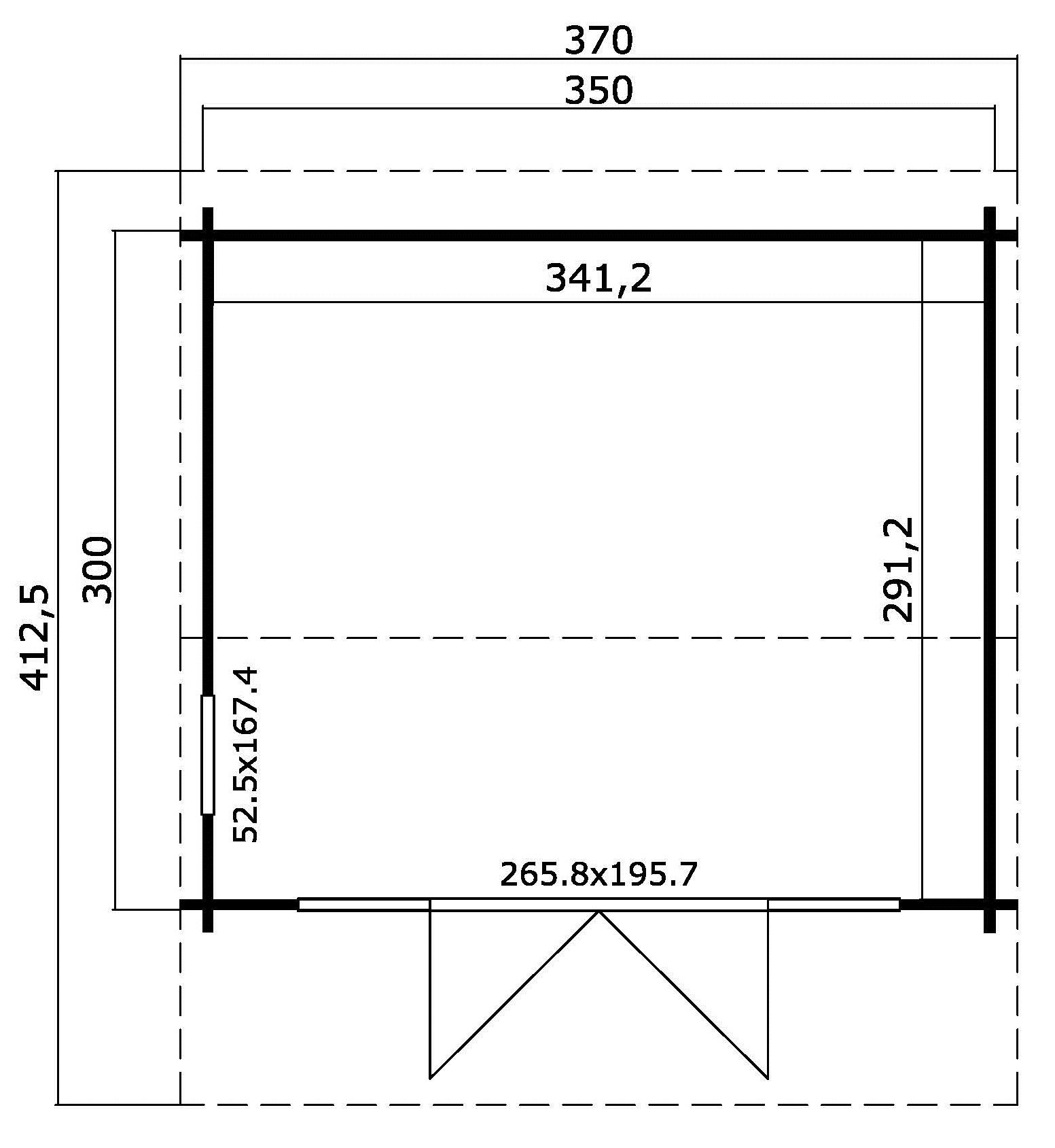 Lasita Maja Jubilee 44 Gartenhaus Blockhaus 44 mm  mit Vordach, 350 x 300, Carbongrau