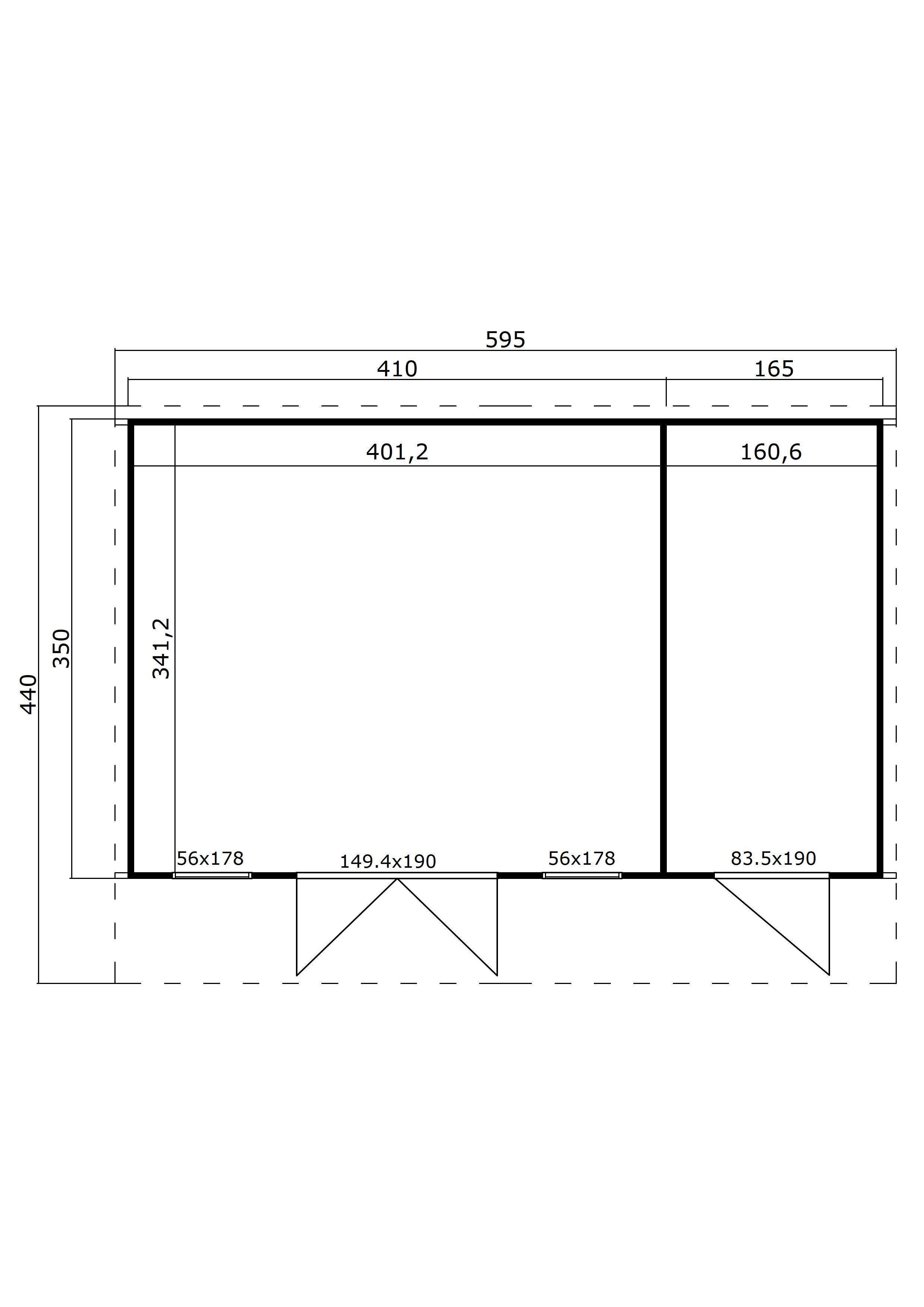 Lasita Maja Sicily 2 Gartenhaus Blockhaus 44 mm, 575x350, Gletschergrün