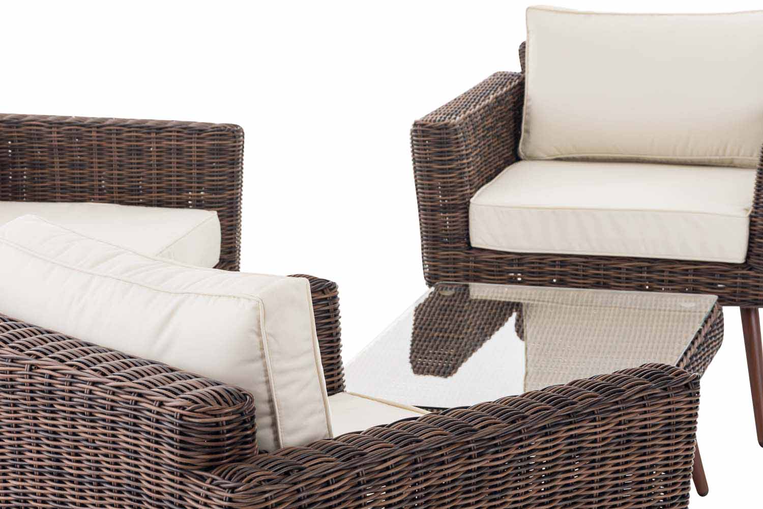 Loungeset Kiruna Rundrattan Braun-meliert 45 cm (Dunkelbraun)