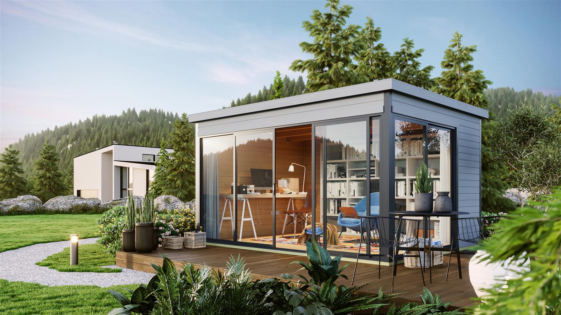 Lasita Maja Domeo 4 Gartenhaus Blockhaus 44 mm, 418 x 322, Lichtgrau Lasita Maja Domeo 4 Gartenhaus Blockhaus 44 mm, 418 x 322, Lichtgrau