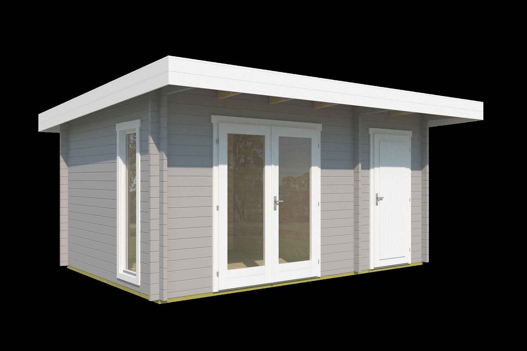 Lasita Maja Chameleon 44 Gartenhaus Blockhaus 44 mm 2-Raum, 450 x 300, Lichtgrau Lasita Maja Chameleon 44 Gartenhaus Blockhaus 44 mm 2-Raum, 450 x 300, Lichtgrau