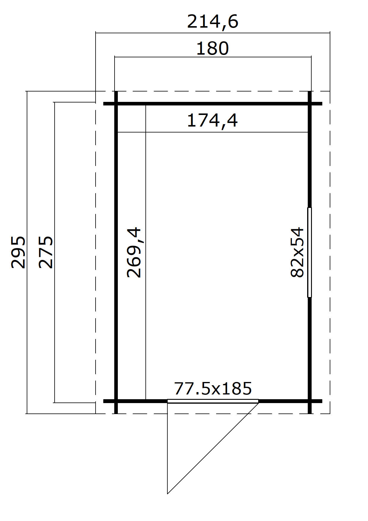 Lasita Maja Jura 2 Holz-Gartenhaus Blockhaus 28mm, 180x275, Schwedenrot
