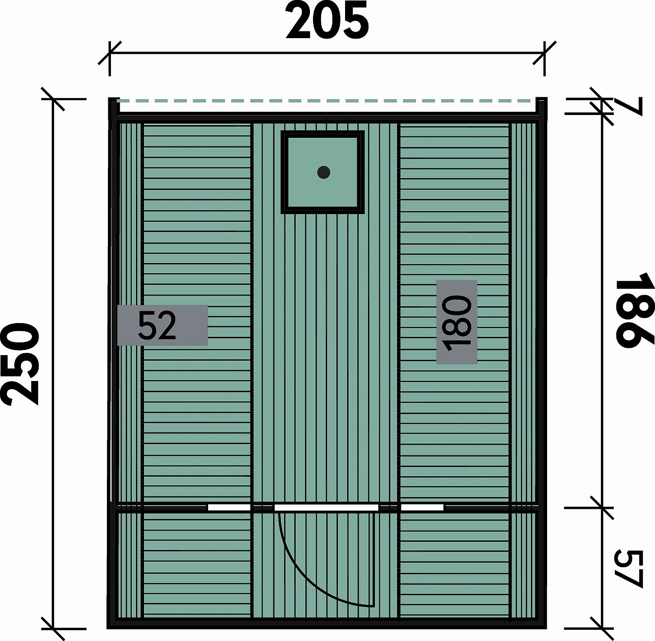 Saunafass Sila 2125 Bausatz mit schwarzen Dachschindeln - Ø205 x 250