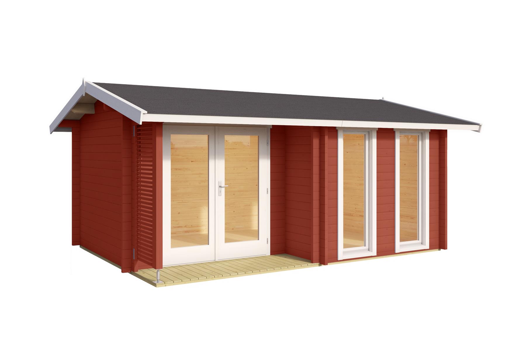 Lasita Maja Hampshire Gartenhaus Blockhaus 44 mm mit überdachte Terrasse, 420 x 300, Schwedenrot Lasita Maja Hampshire Gartenhaus Blockhaus 44 mm mit überdachte Terrasse, 420 x 300, Schwedenrot
