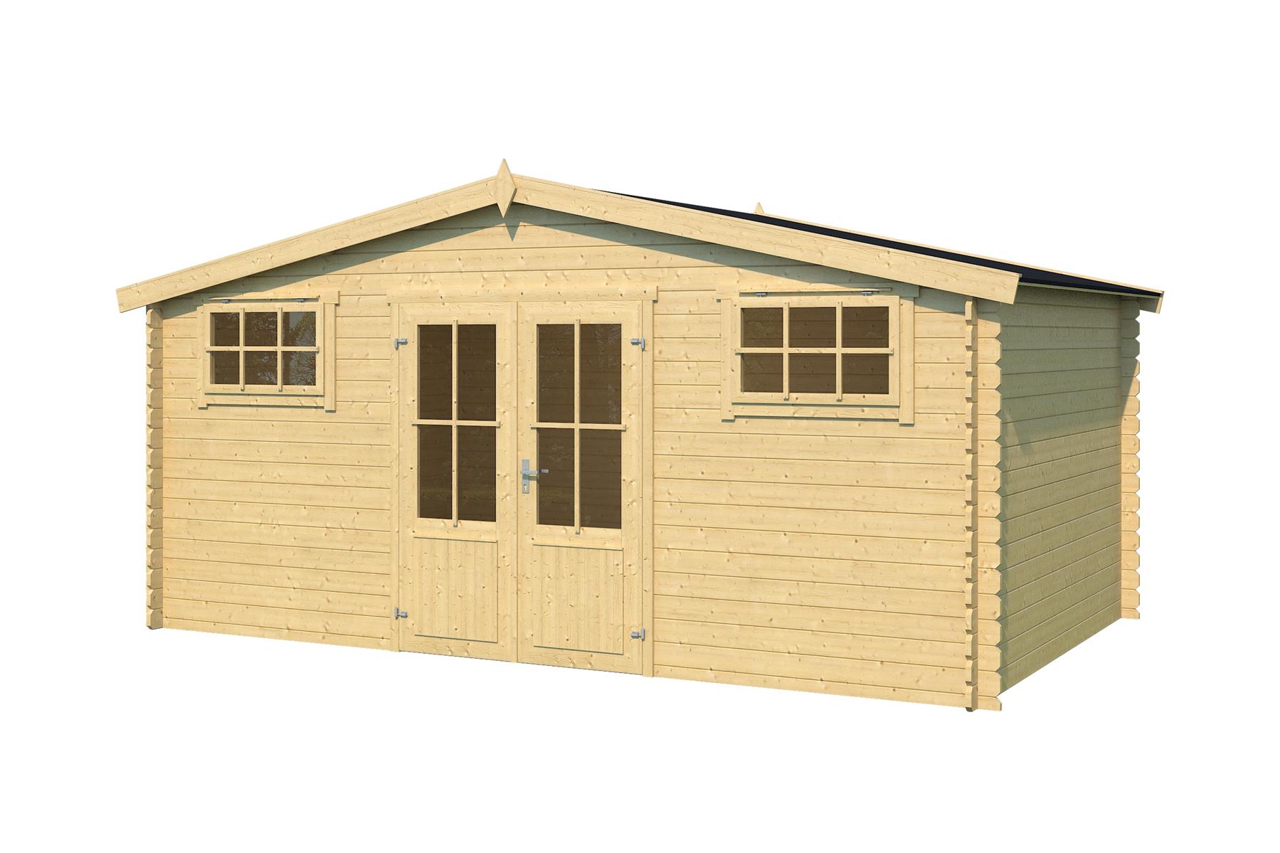 Lasita Maja Washington Holz-Gartenhaus Blockhaus 28mm, 480x376, Naturbelassen