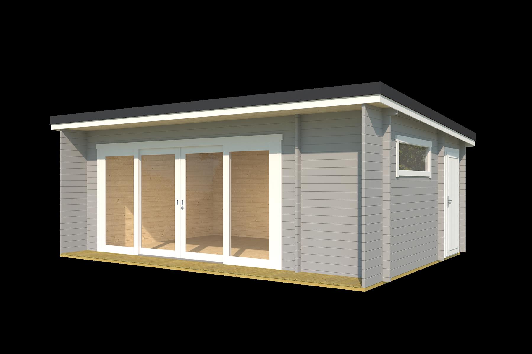 Lasita Maja Java Gartenhaus Blockhaus 44 mm 3-Raum, 608 x 390, Lichtgrau